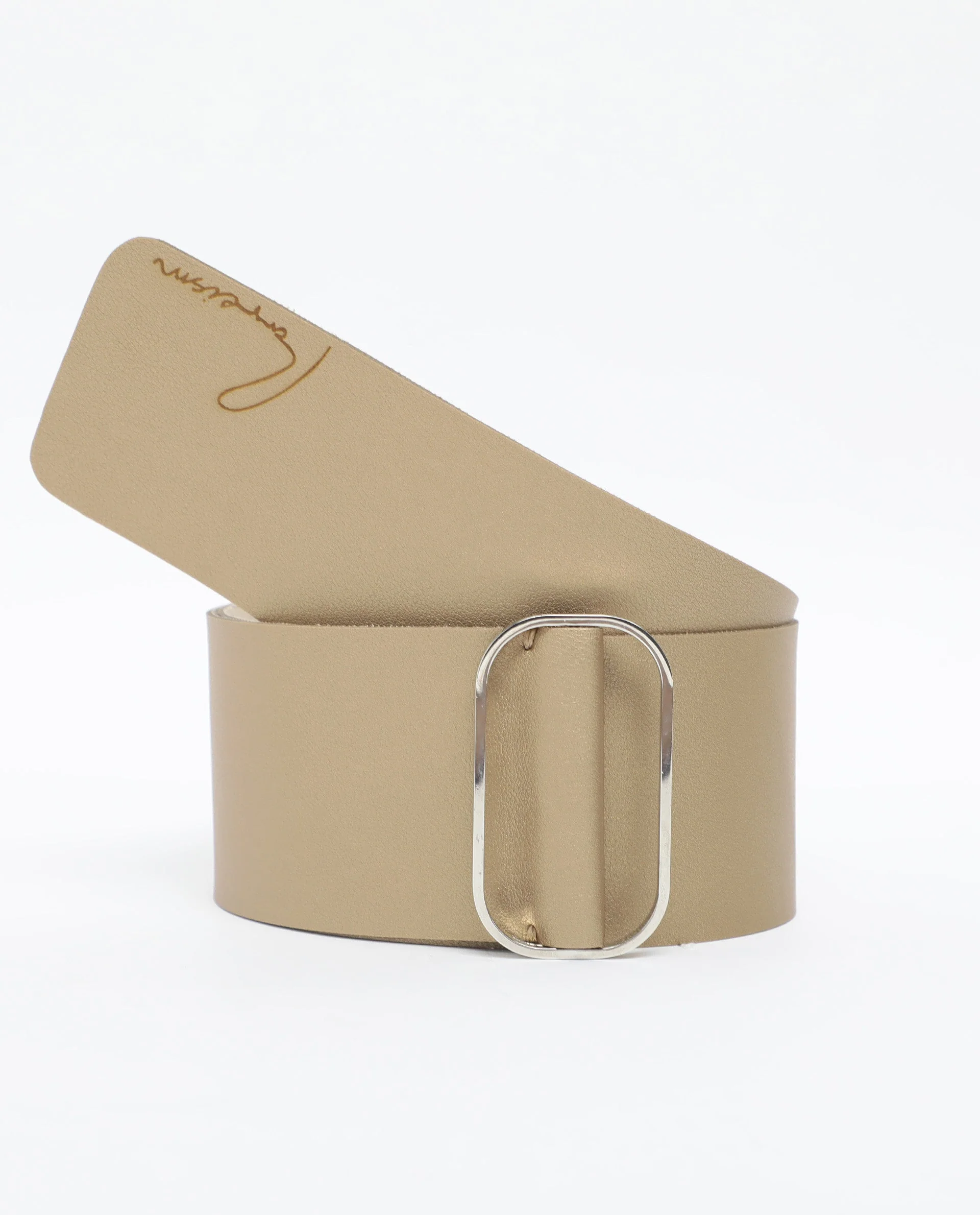 Rareism Women Abandon Light Gold Solid Leather Belt