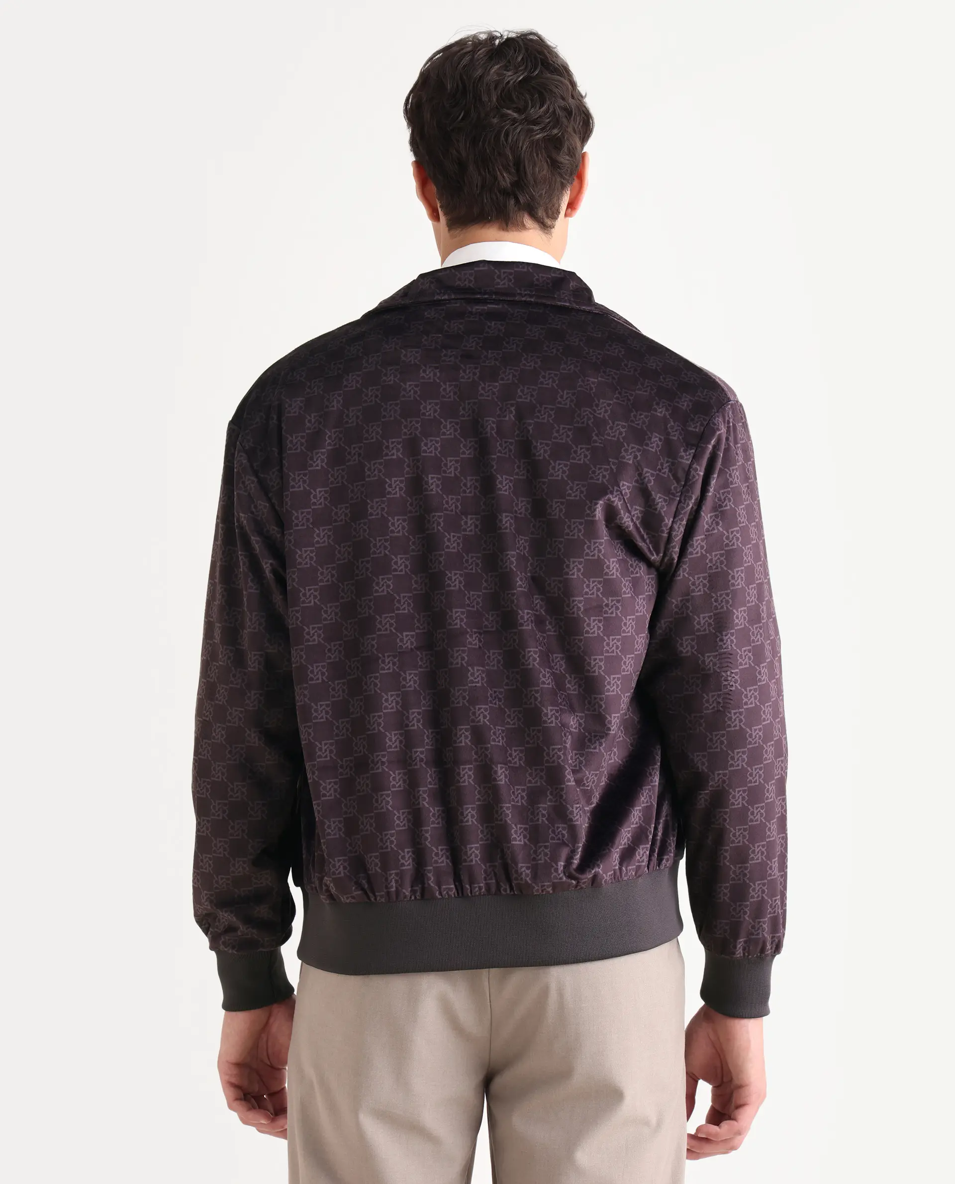 Rare Rabbit Men's Adiso-Dp Dark Brown Polyester Fabric High Neck Regular Fit Geometric Print Jacket - Image 7