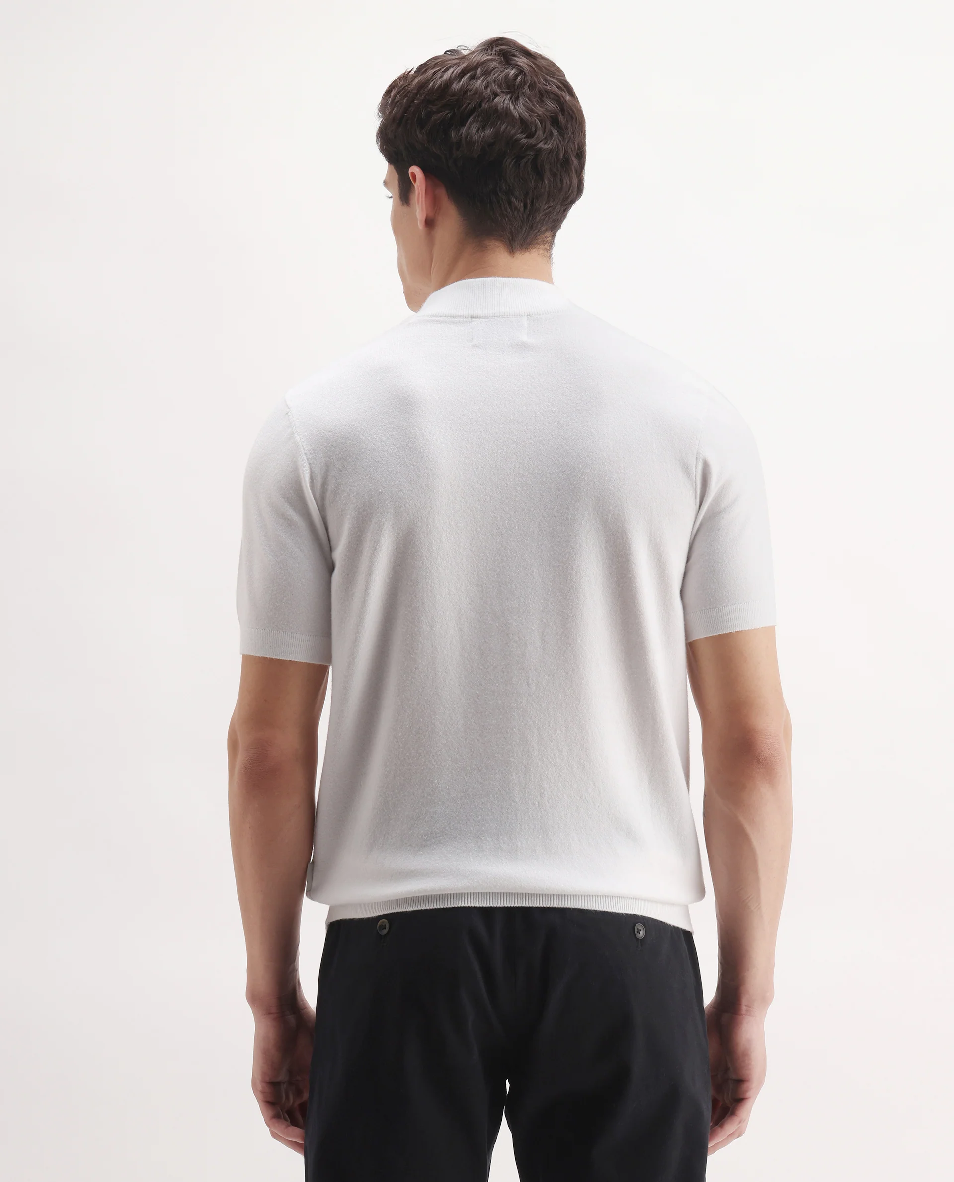 Rare Rabbit Men's Alfeto White Viscose Plain Regular Fit Half Sleeve Polo - Image 7