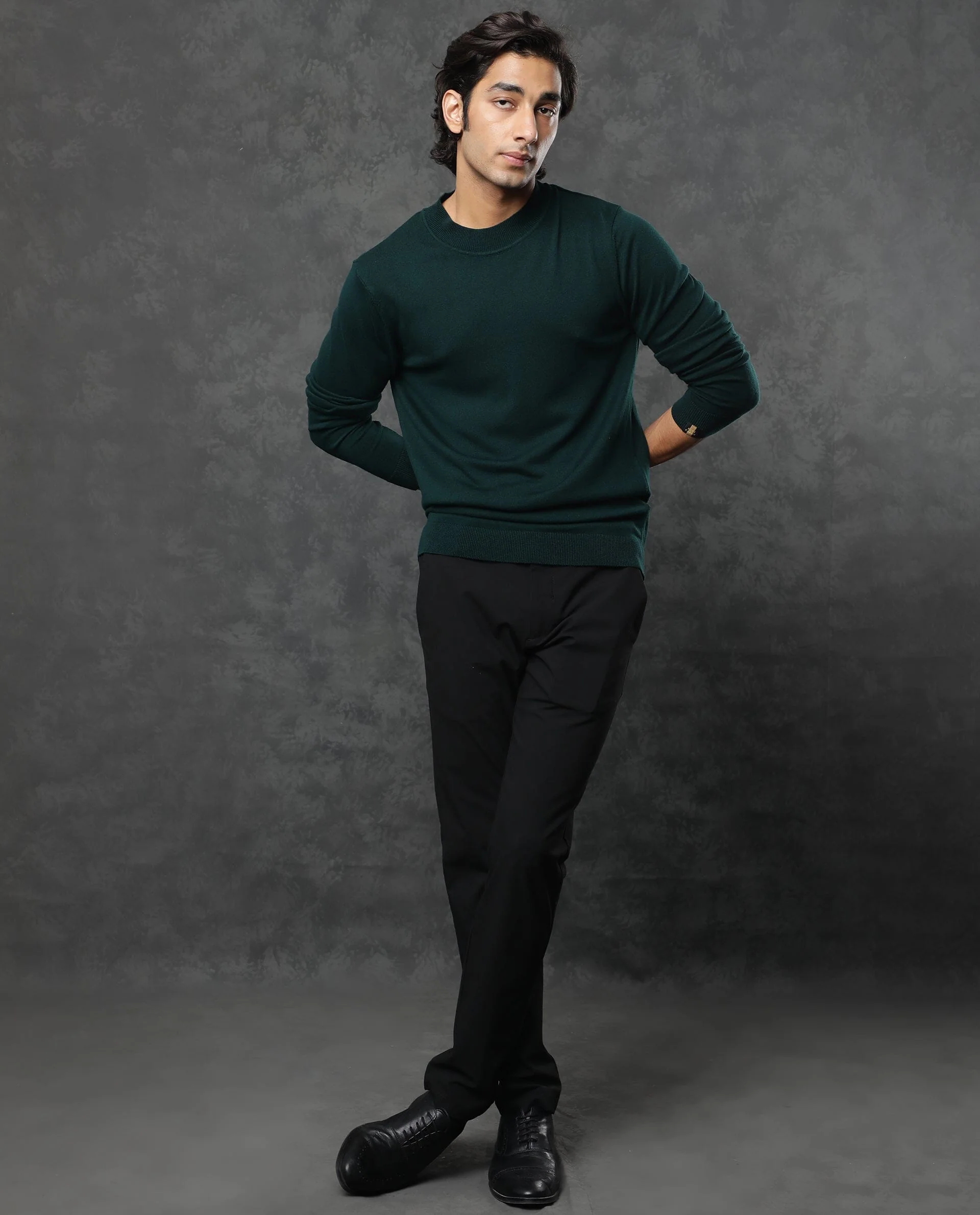 Rare Rabbit Men's Alfo Green Plain Slim Fit Full Sleeve High Neck Sweater - Image 4