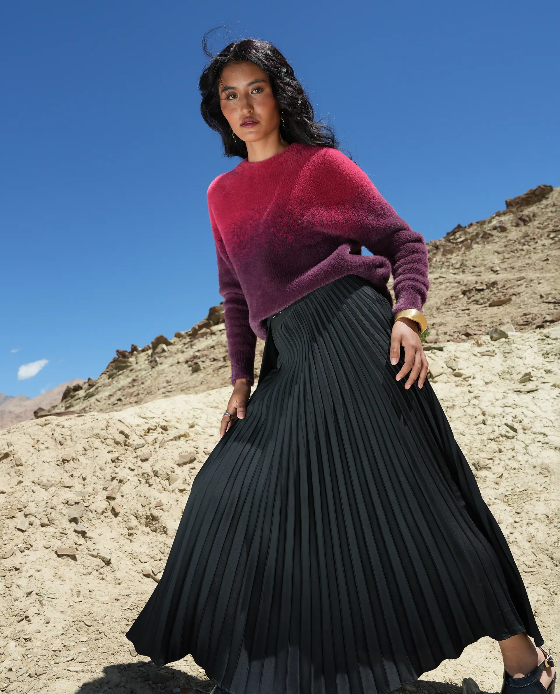 Rareism Women's Avid Black Polyester Flared Skirt - Image 3
