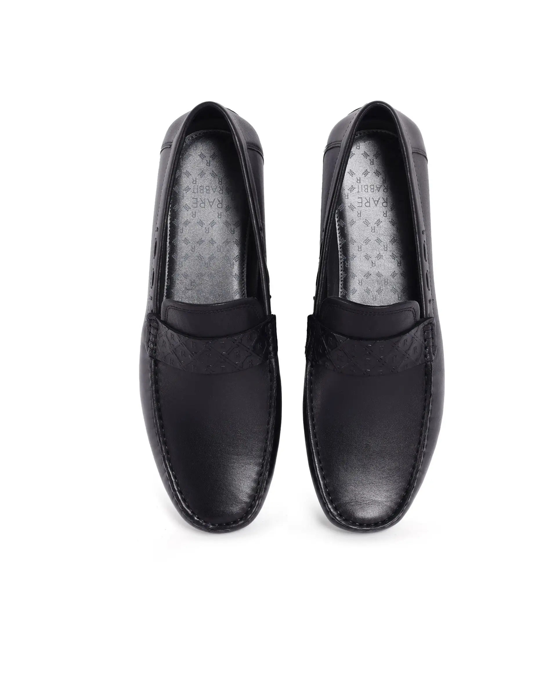 Rare Rabbit Men's Bold Black Slip-On Monotone Genuine Leather Driver Moccasin - Image 4