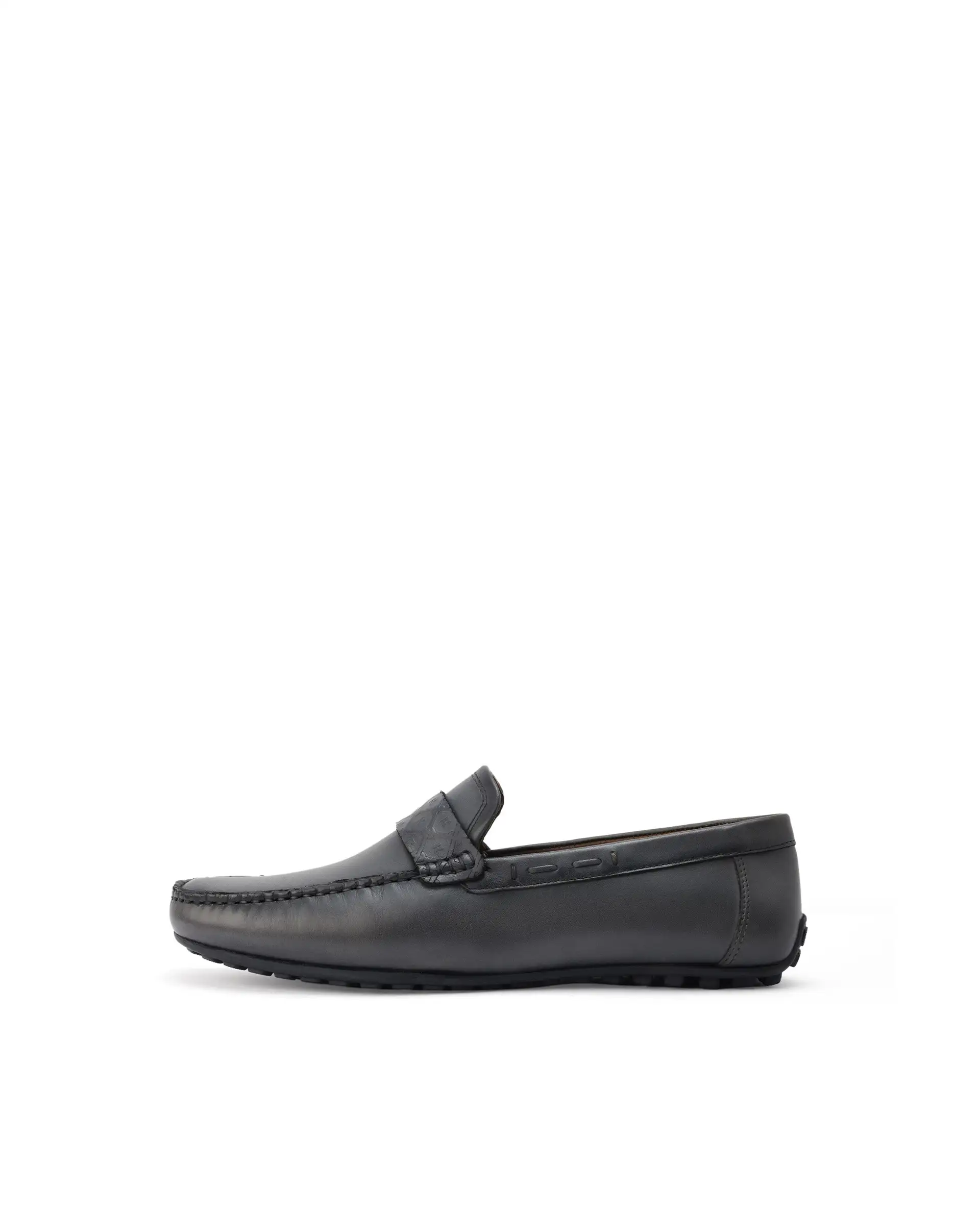 Rare Rabbit Men's Bold Dark Olive Slip-On Monotone Genuine Leather Driver Moccasin - Image 8