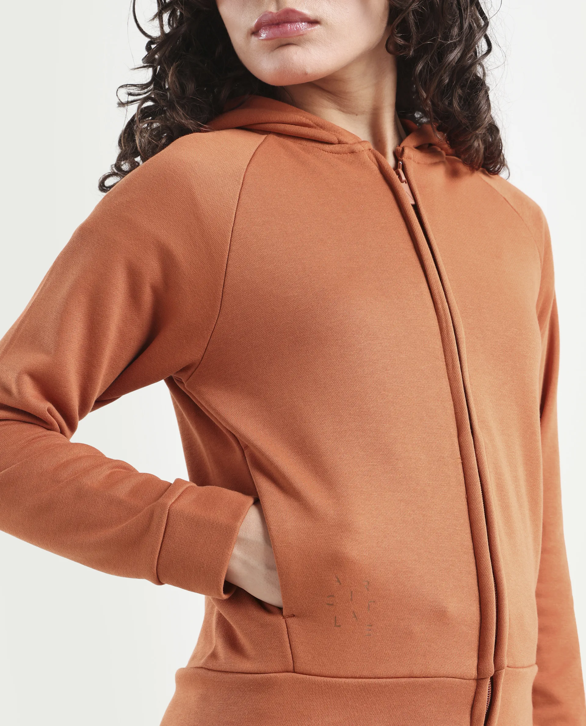 Rareism Women's Medium Weight Terry 290 Gsm Cotton Blend Hooded Plain Regular Fit Jacket