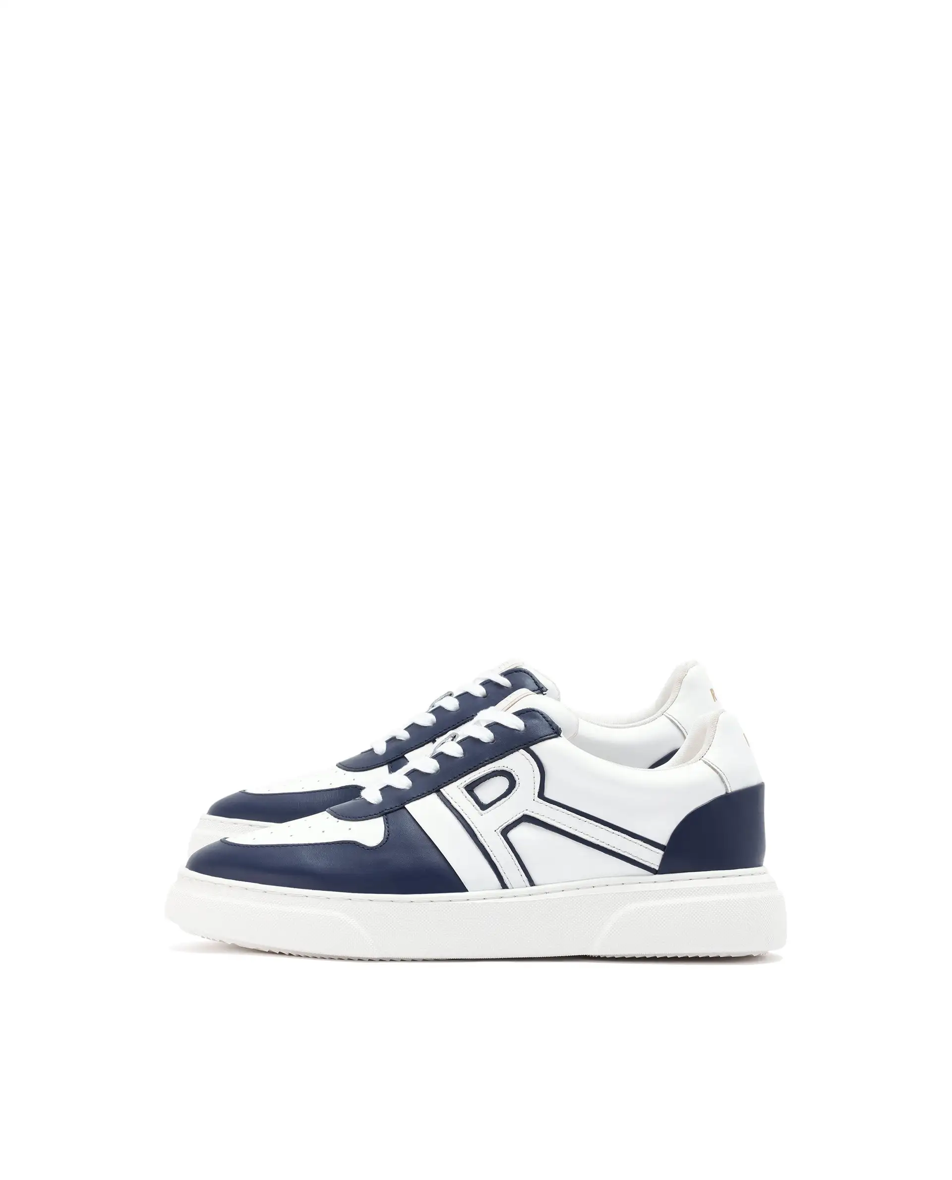 Rare Rabbit Mens Cygnus Pro Navy Genuine Leather Dual Tone Low-Top Lace-Up Sneaker Shoe - Image 5