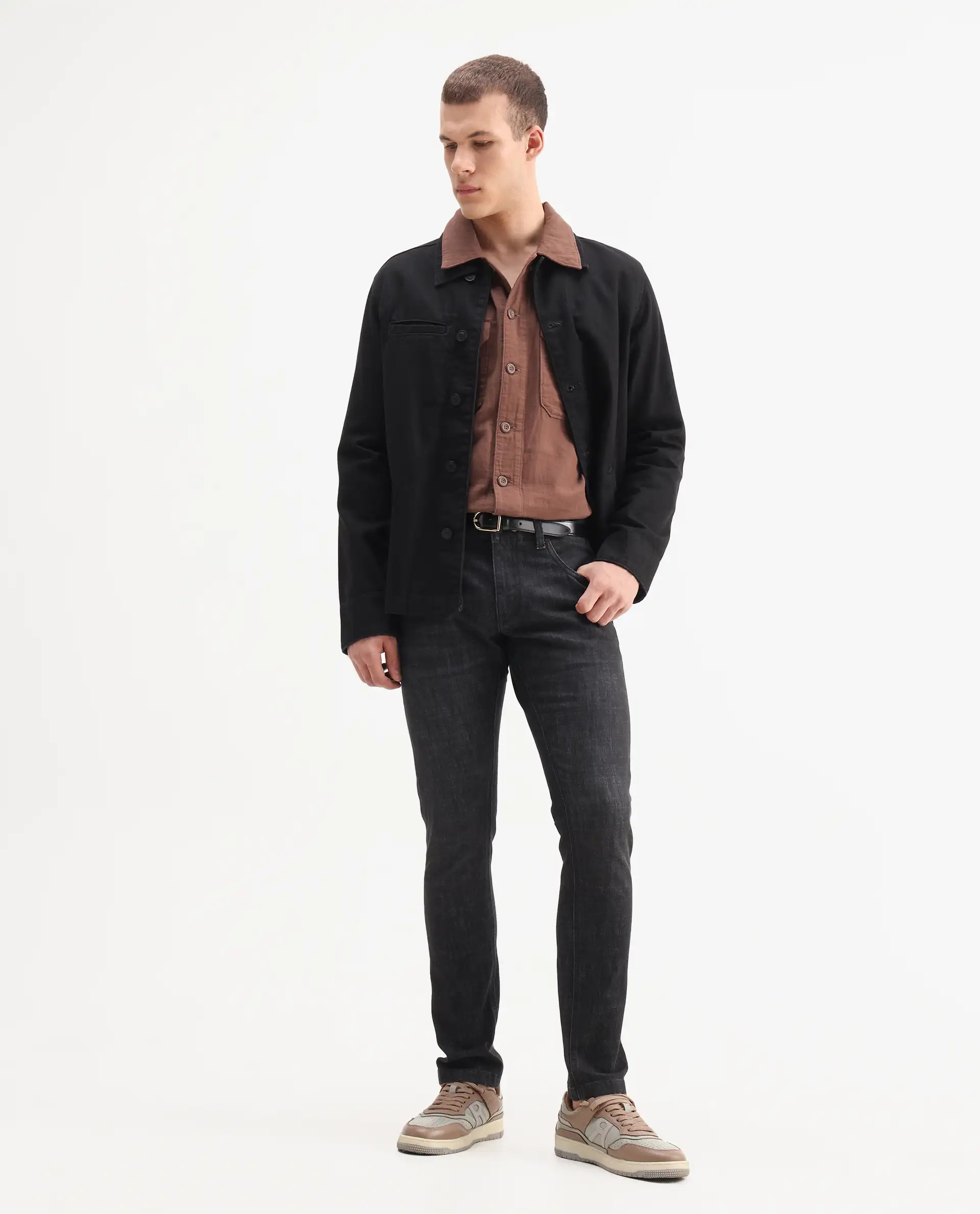 Rare Rabbit Mens Dove Black Cotton Polyester Solid Skinny Fit Jeans