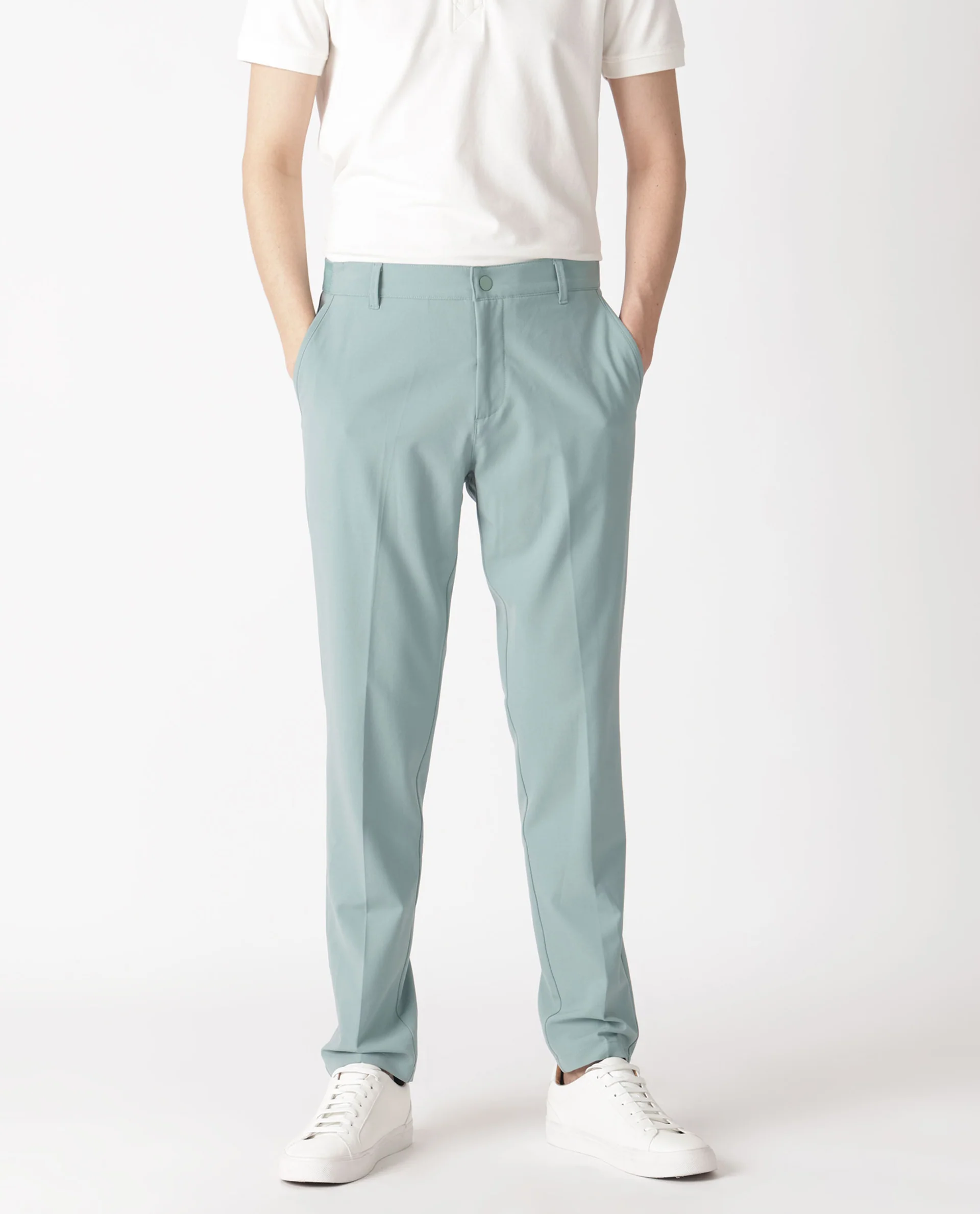 Rare Rabbit Men's Drivers Pastel Green Polyester Blend Plain Regular Fit Trouser