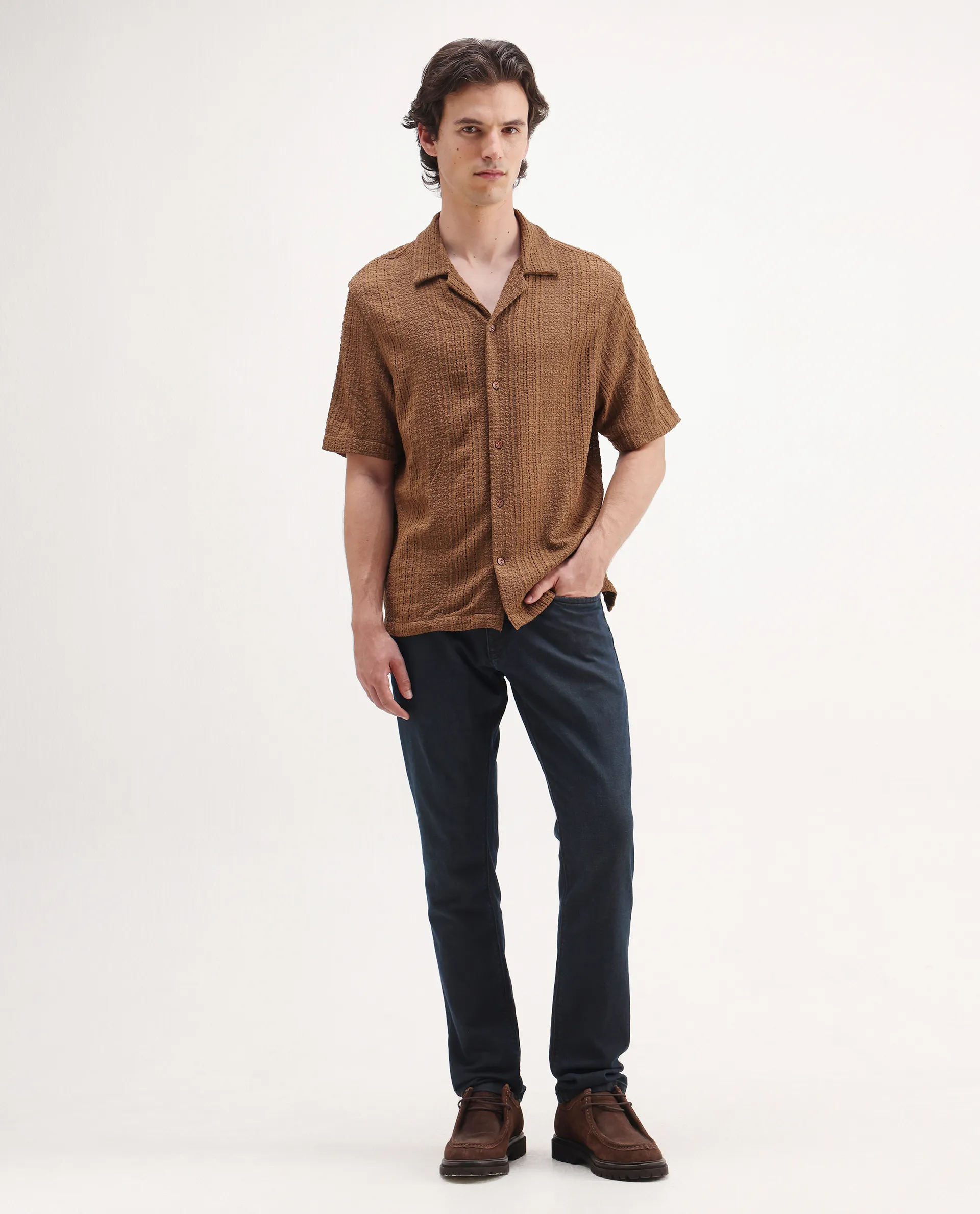 Rare Rabbit Men's Earth-2 Navy Cotton Plain Hawk Slim Fit Jeans