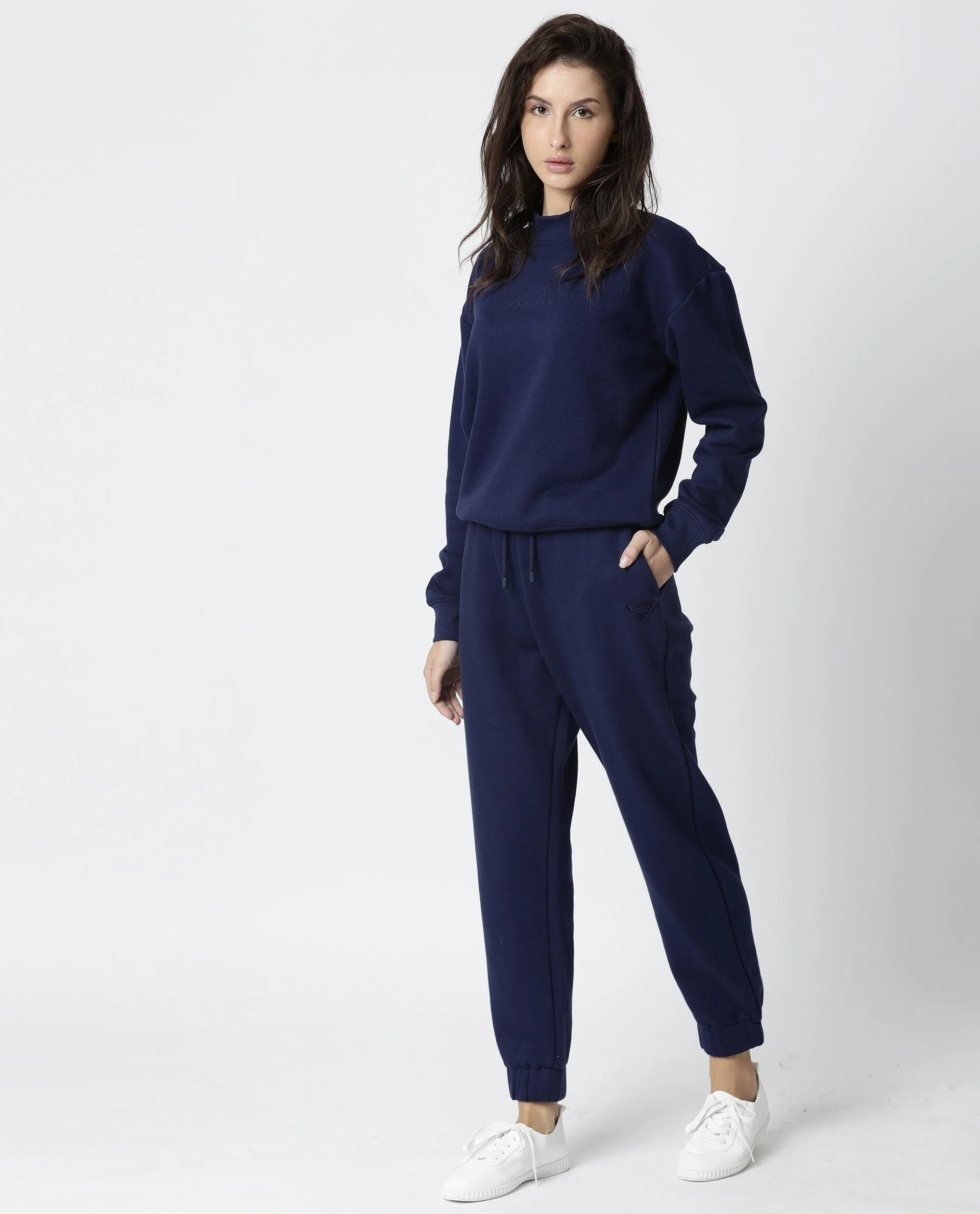 Rareism Womens Fury Blue Sweatshirt Relaxed Fit Full Sleeves - Image 3