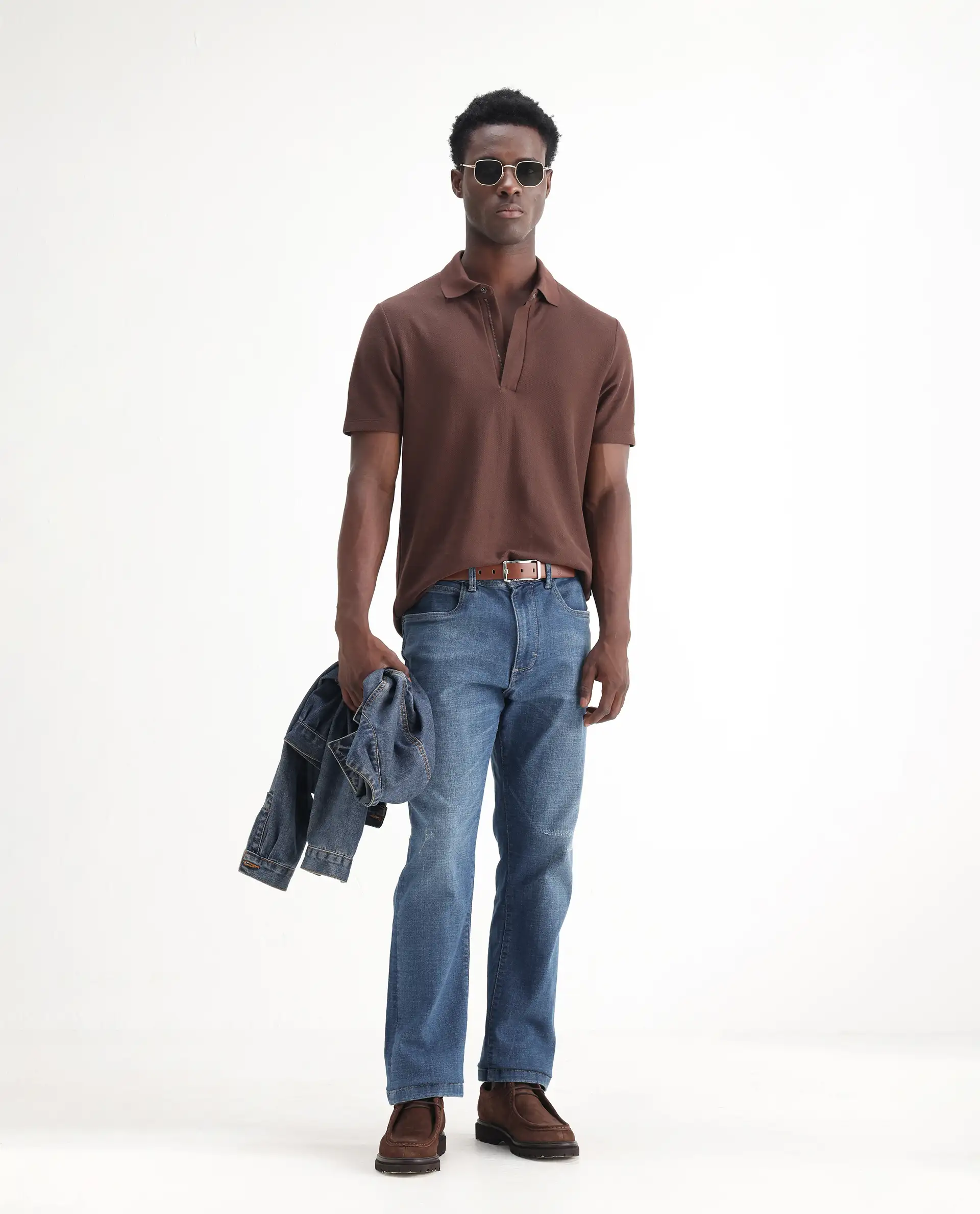 Rare Rabbit Men's Gala Blue Cotton Blend Plain Morris Regular Fit Jeans