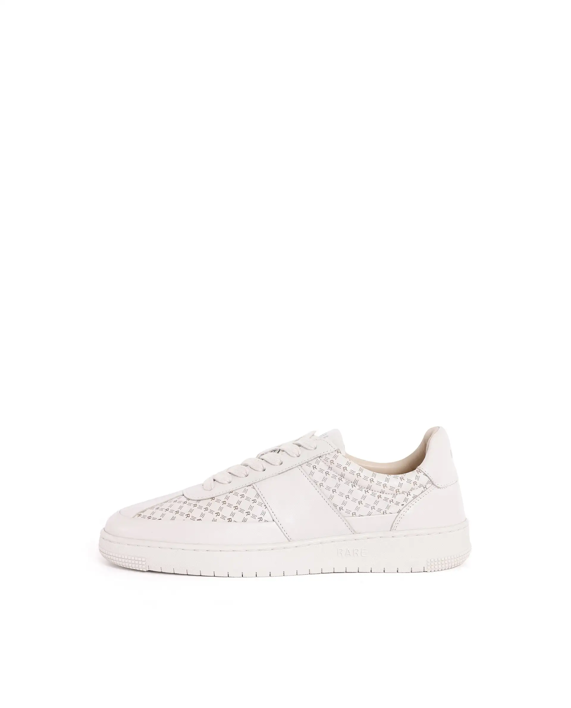 Rare Rabbit Men's Galileo Stellar Ivory Genuine Leather Monogram Print Low-Top Sneaker Shoes