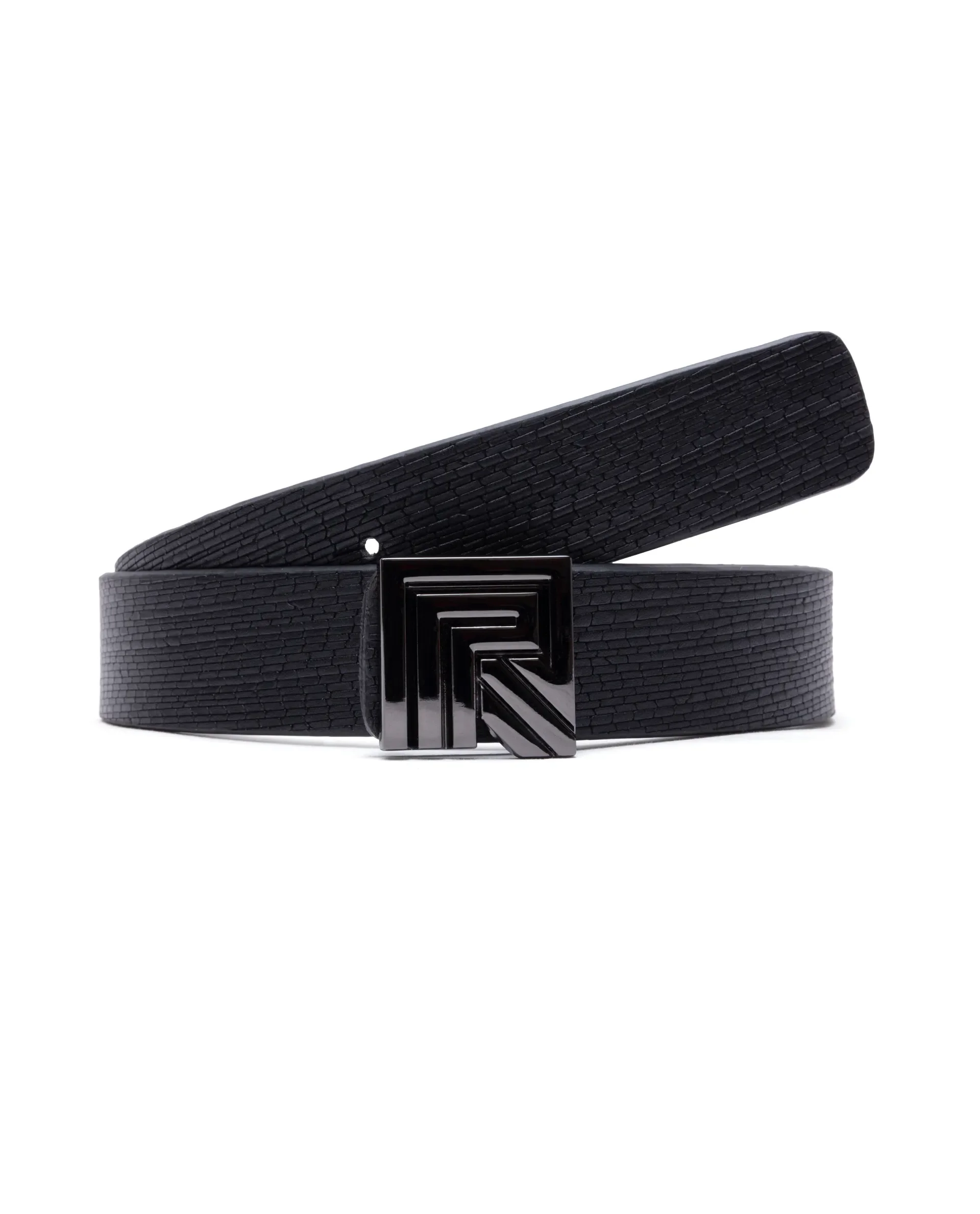 Rare Rabbit Men Geous Black Leather Belt