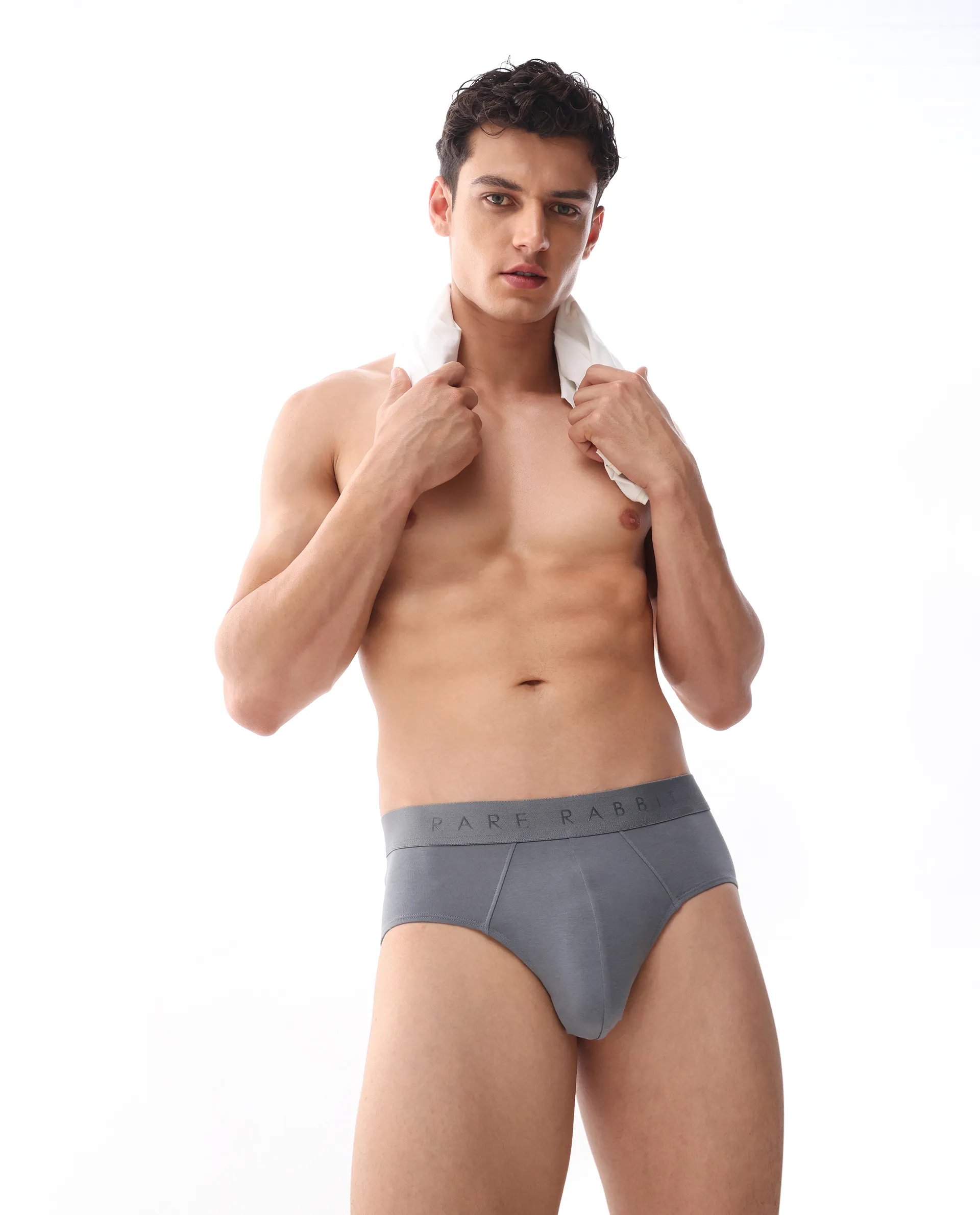 Rare Rabbit Men Hither Grey Soft Cotton Stretch Briefs - Image 3