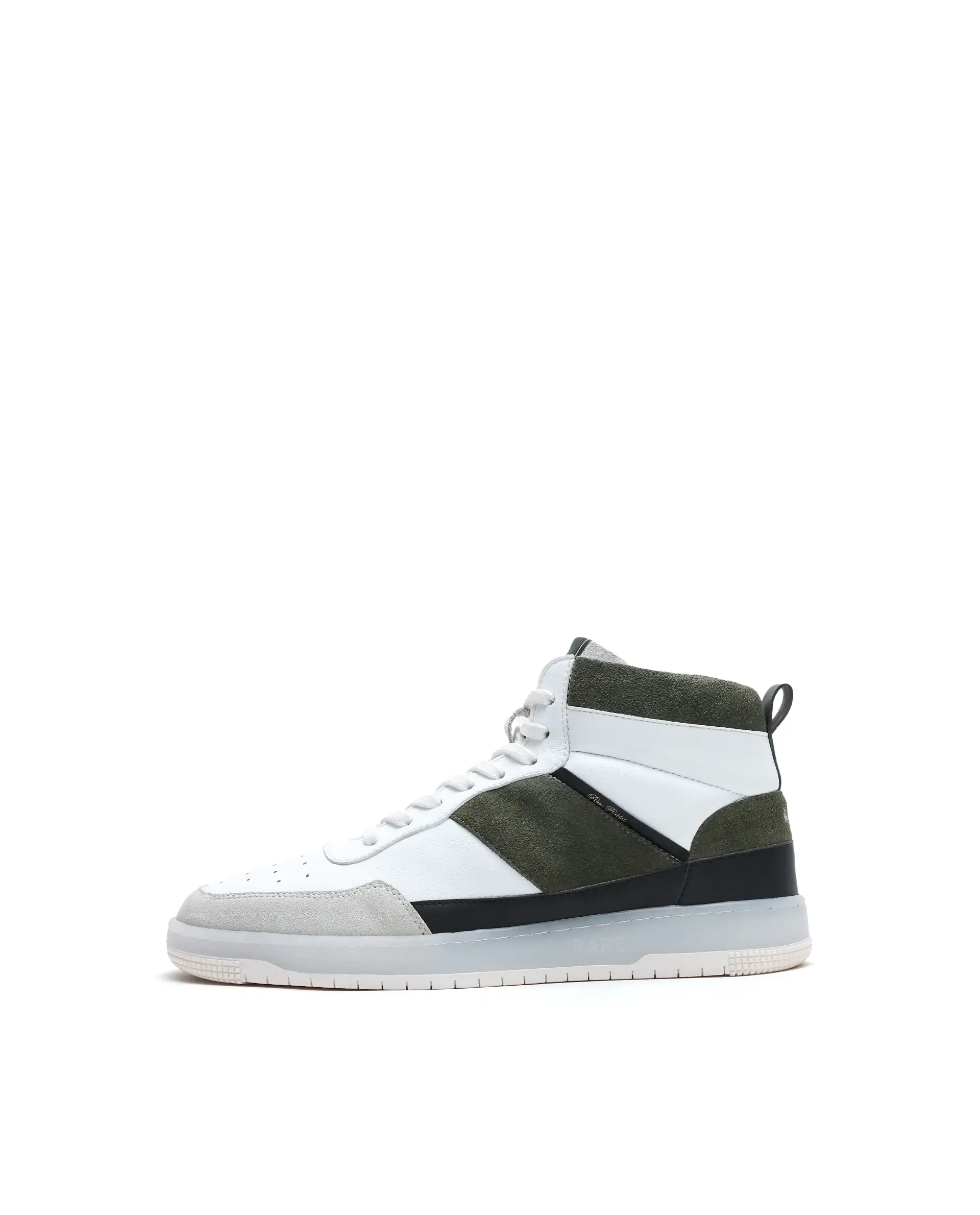 Rare Rabbit Men's Ignite Olive Micro Fiber Leather Sneaker