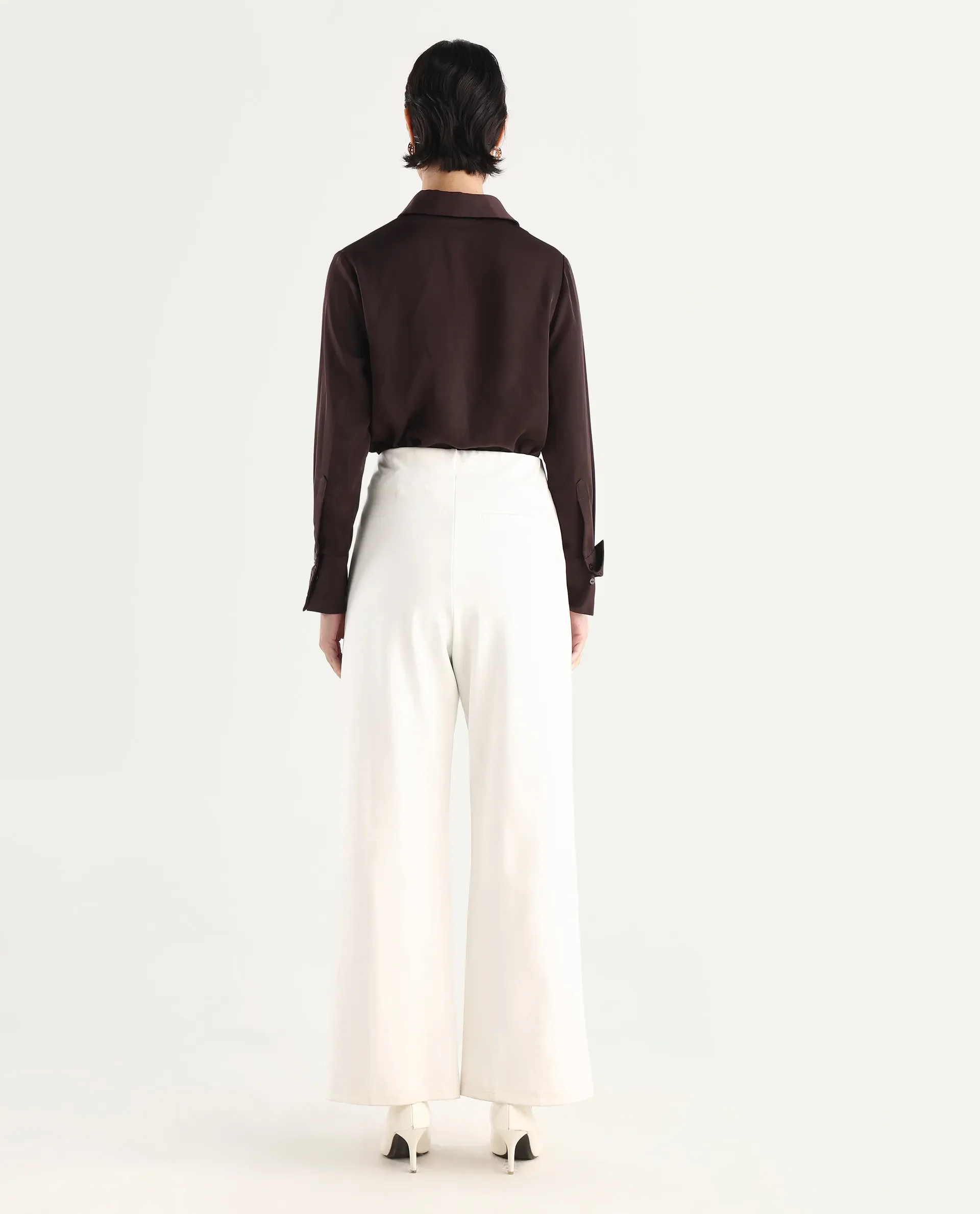 Rareism Women's Jancura Off White Nylon Straight Plain Trouser - Image 9