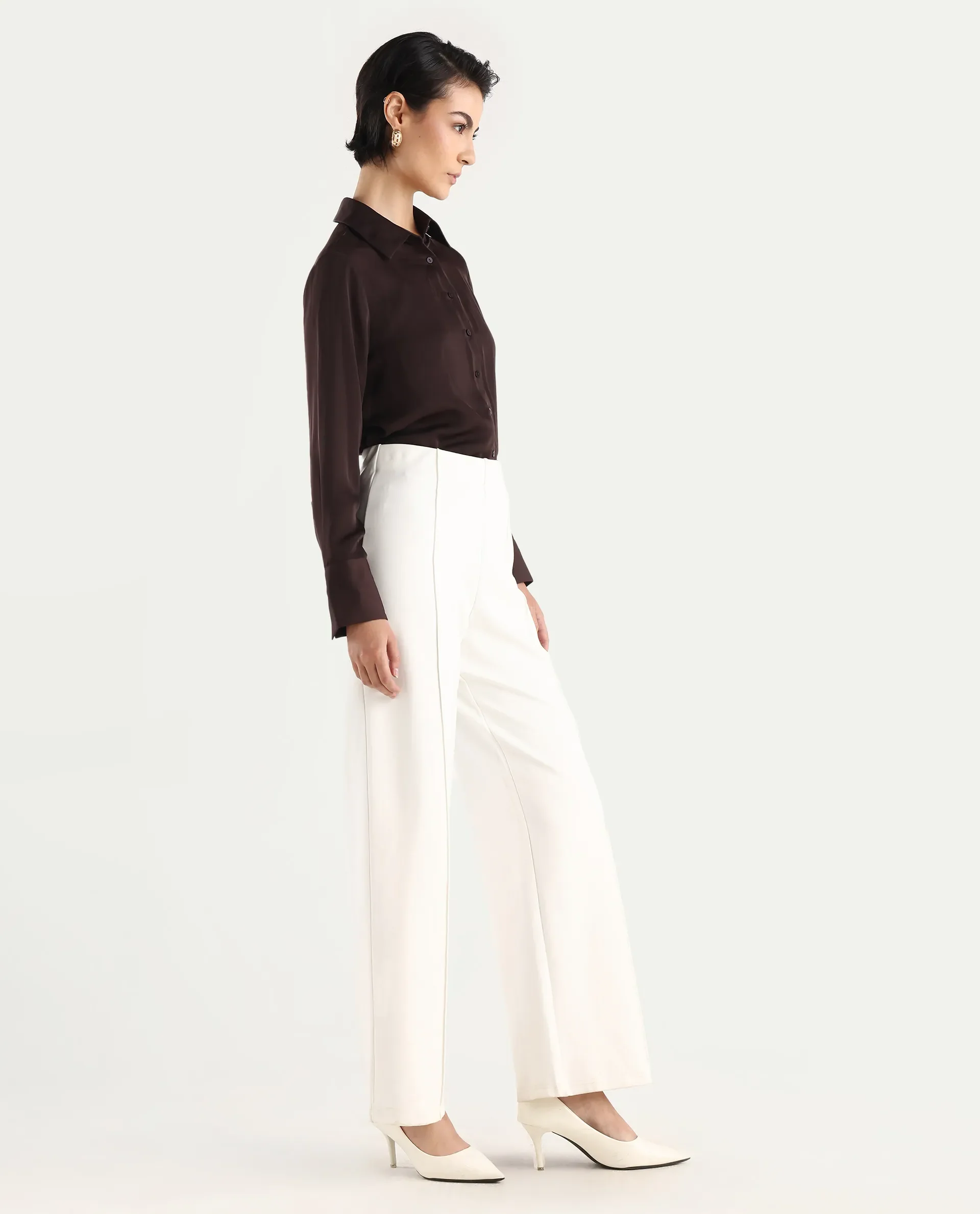 Rareism Women's Jancura-S26 Off White Viscose Blend Relaxed Fit Plain Trouser - Image 7