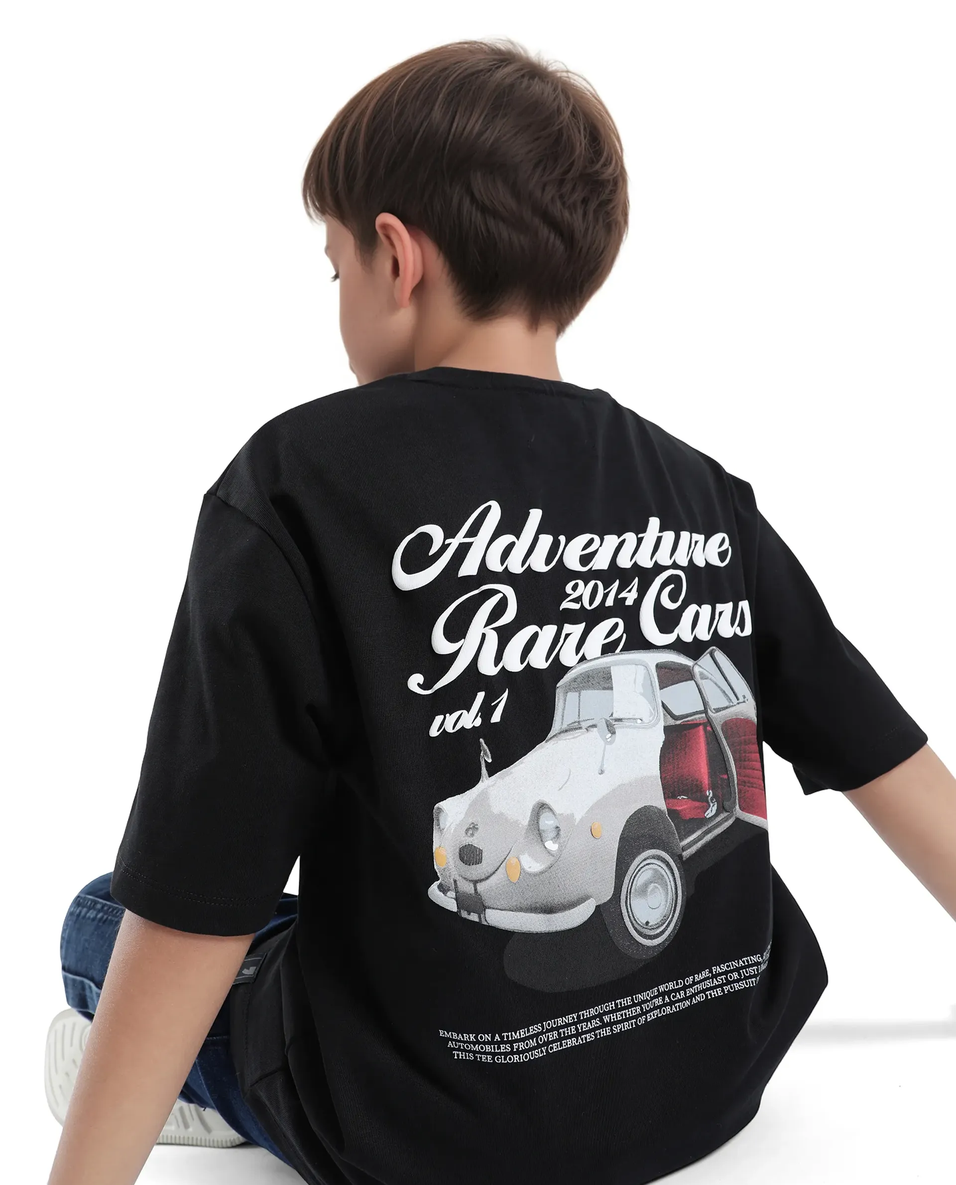 Rare Ones Kids Knox Black Cotton Short Sleeve Crew Neck Graphic Printed T-Shirt