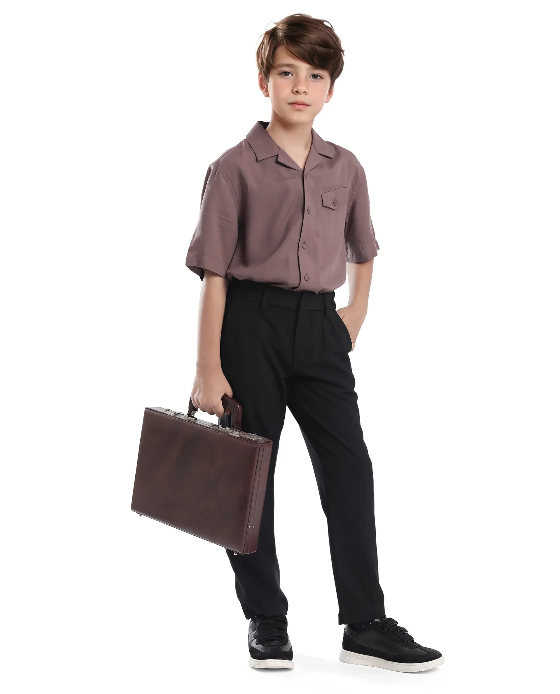 Rare Ones Kids Trove Black Polyester Blend Regular Fit Solid Trouser