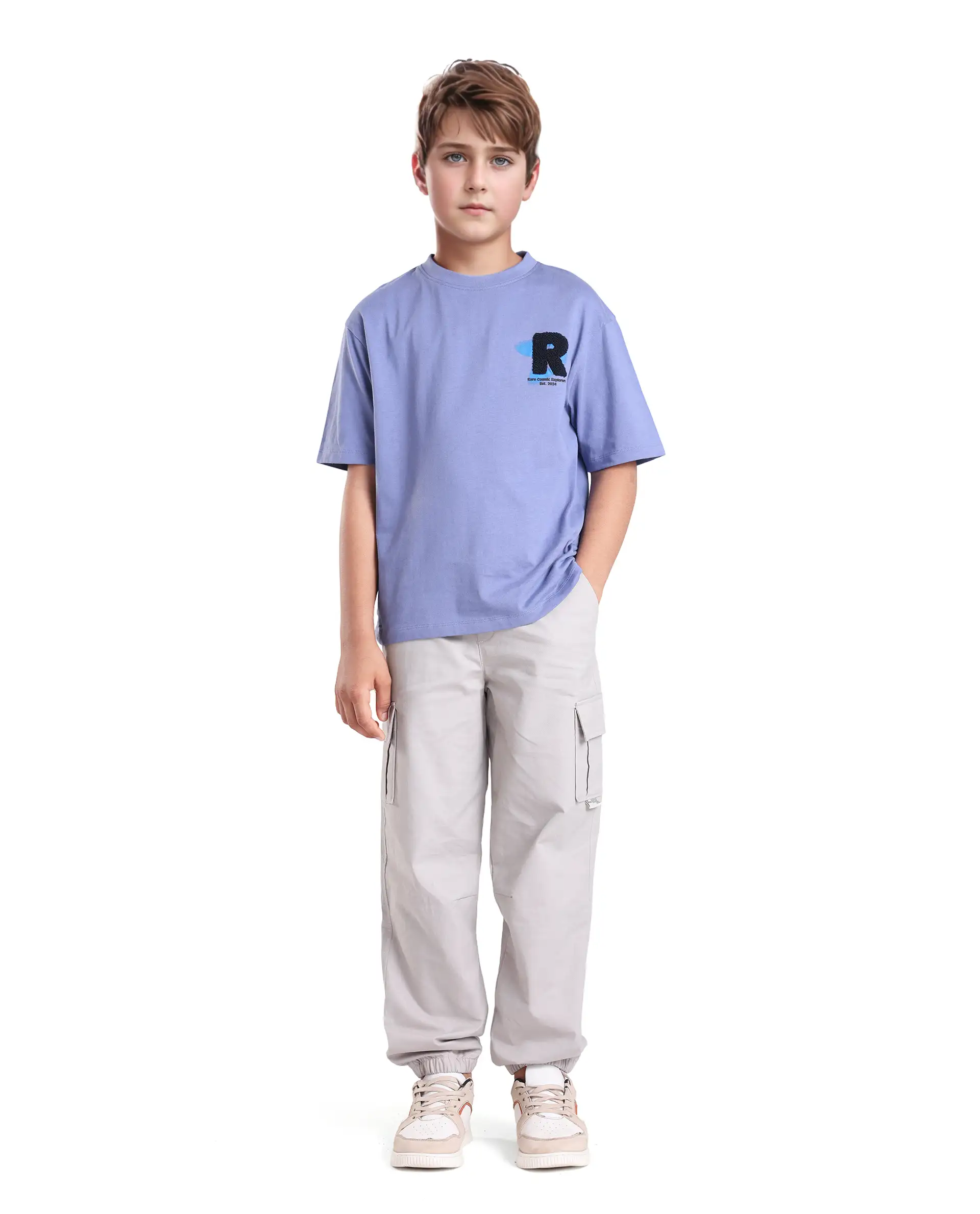 Rare Ones Kids Zash Grey Cotton Solid Button And Zip Closure Regular Fit Trouser