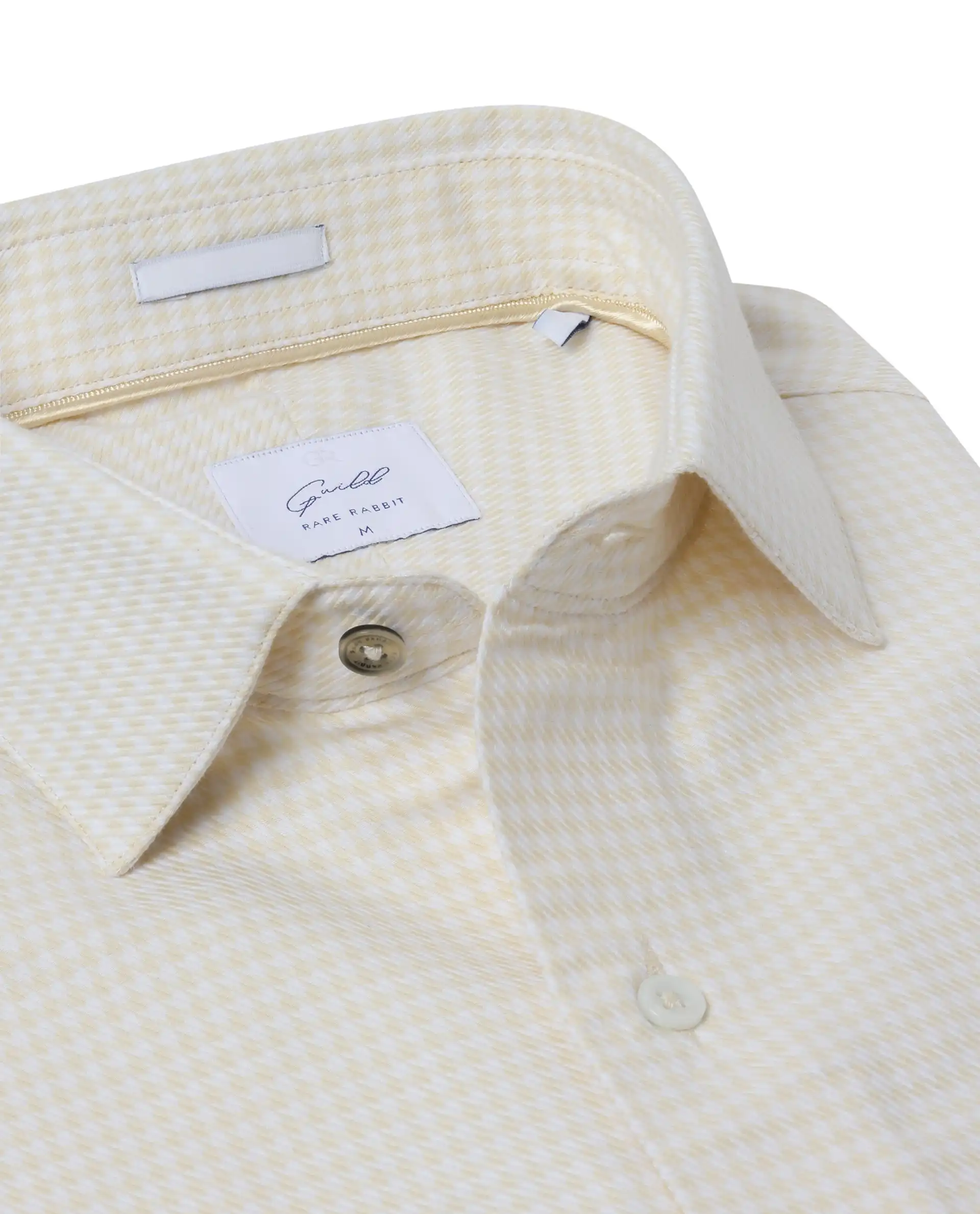Rare Rabbit Men's Kinate Pastel Yellow Cotton Checked Print Regular Fit Full Sleeve Collared Shirt
