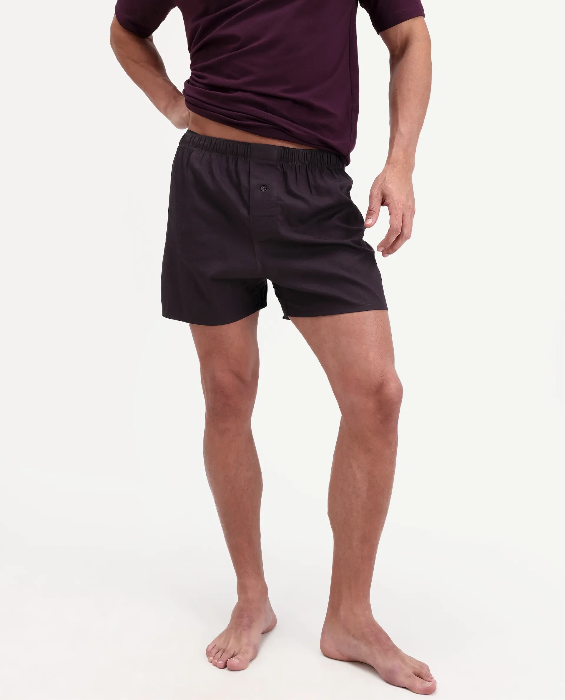 Rare Rabbit Men's Kiva Dark Maroon Lyocell Regular Fit Checks Boxer