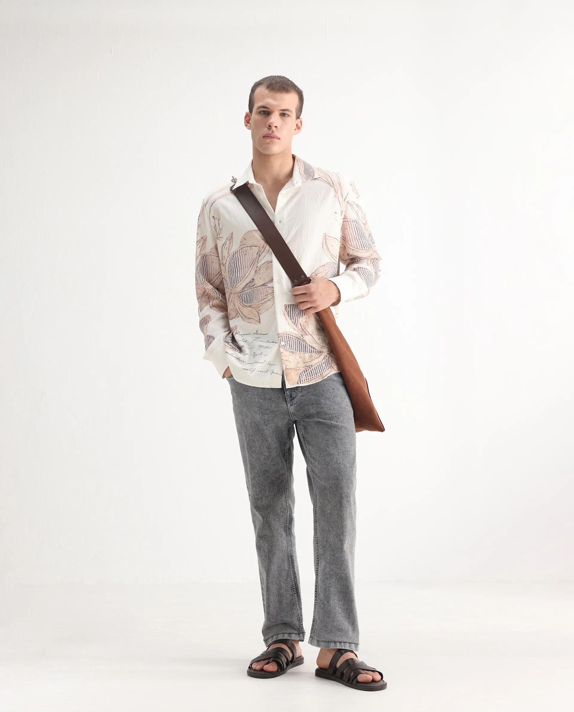 Rare Rabbit Men's Klune Light Grey Cotton Plain Hawk Slim Fit Jeans