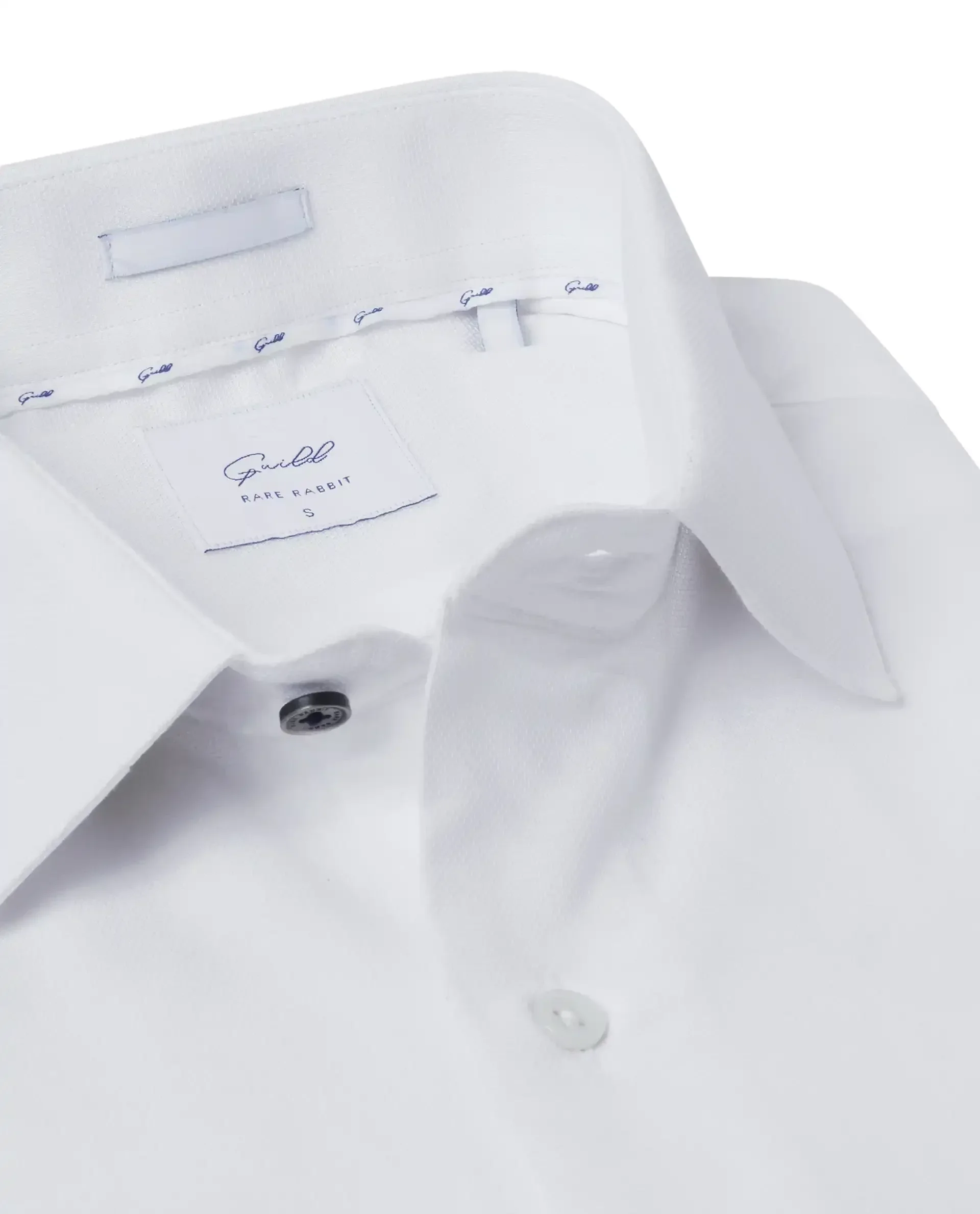 Rare Rabbit Men's Lasko White Cotton Plain Regular Fit Full Sleeve Collared Shirt