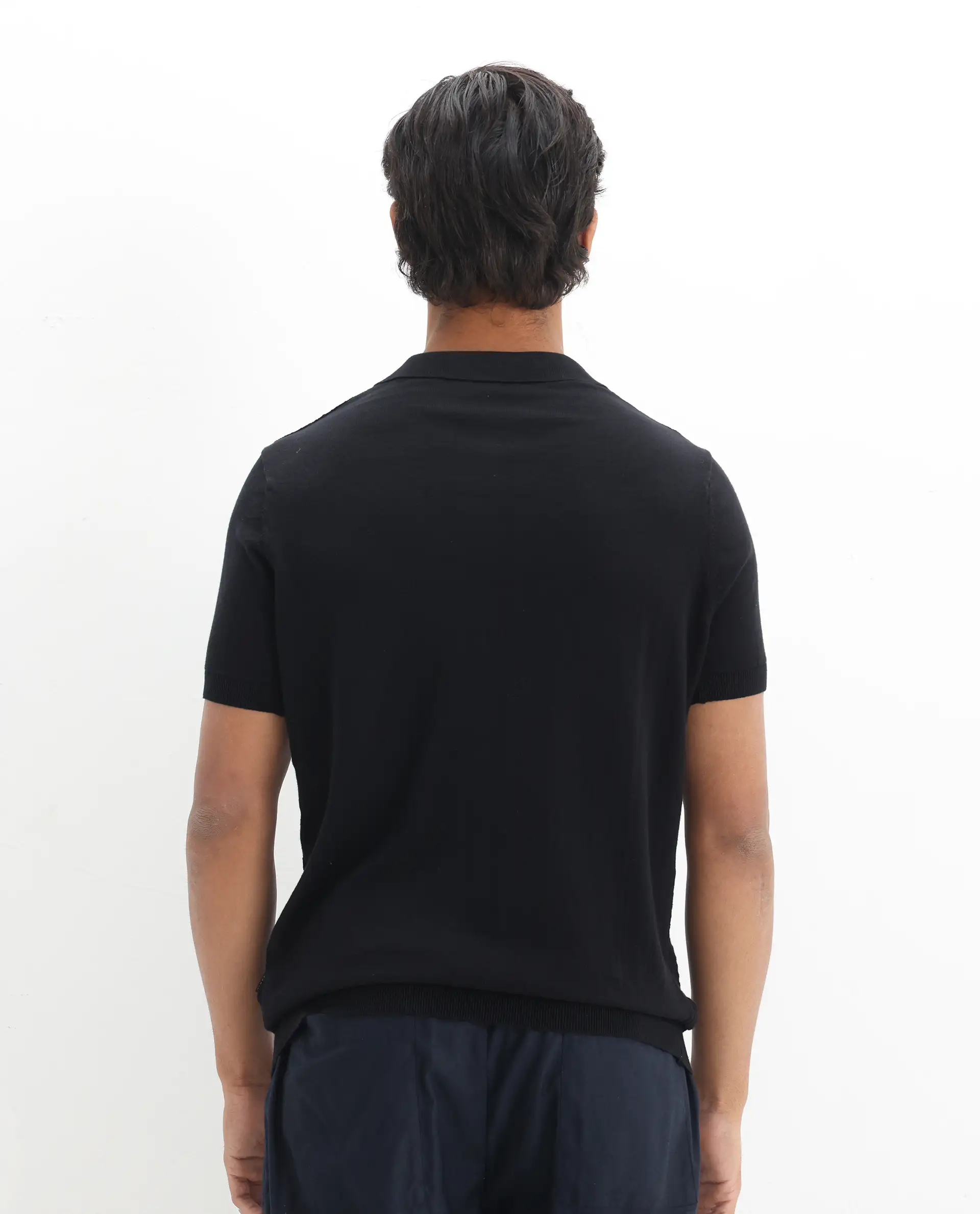 Rare Rabbit Men's Linco Black Cotton Plain Slim Fit Half Sleeve Polo - Image 8