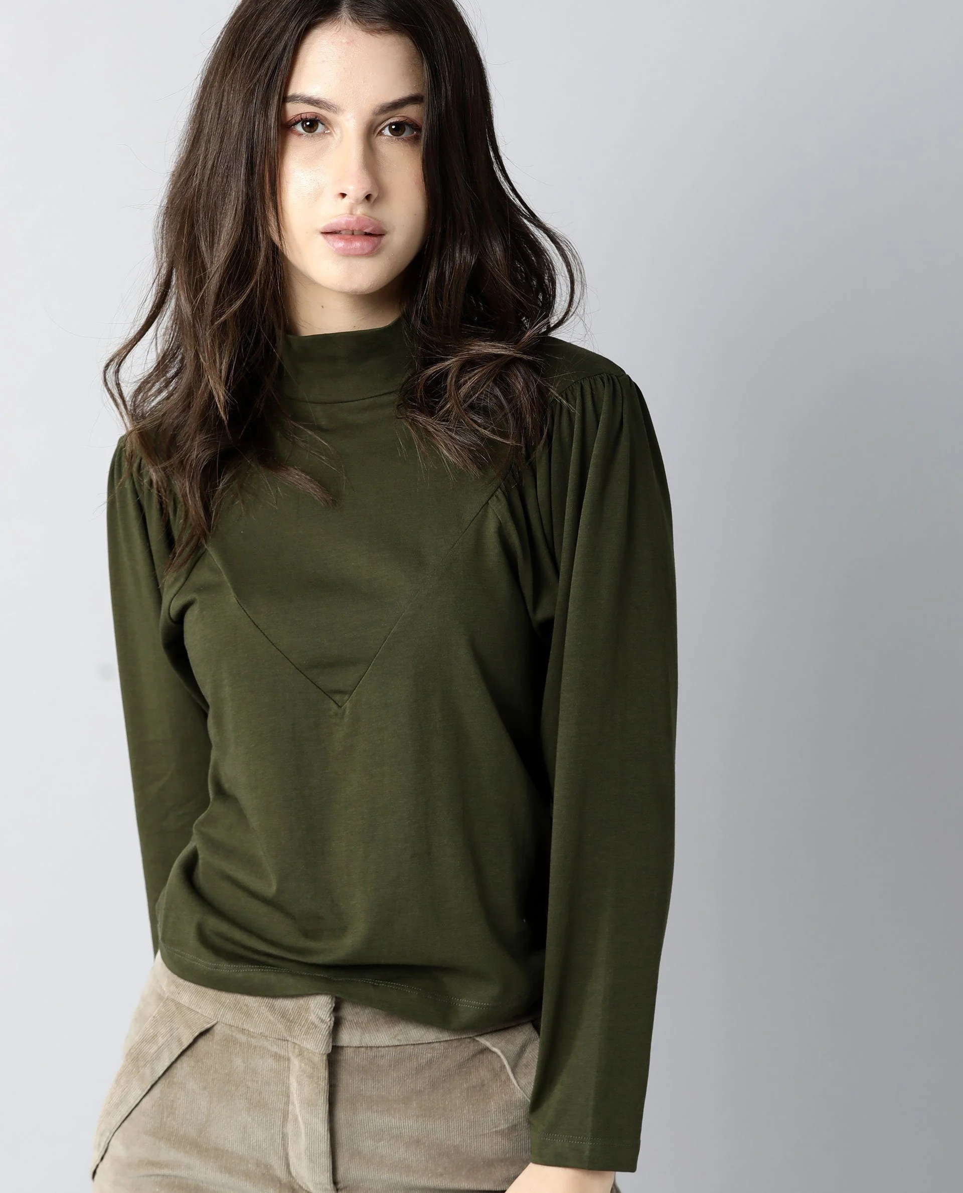 Rareism Women Lothy Green T-Shirt Full Sleeves