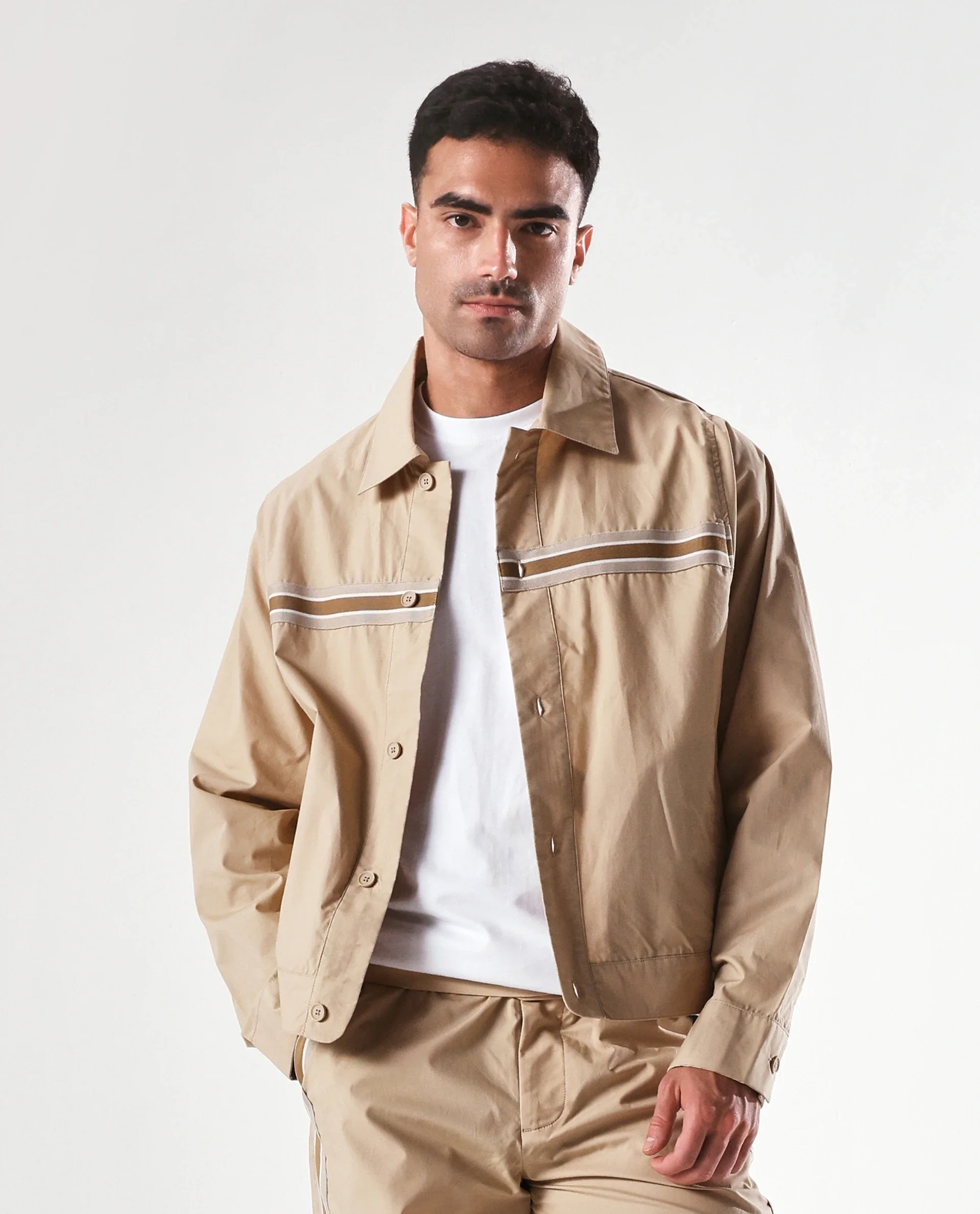 Rare Rabbit Men's Macon-S Beige Cotton Plain Regular Fit Full Sleeve Collared Shirt