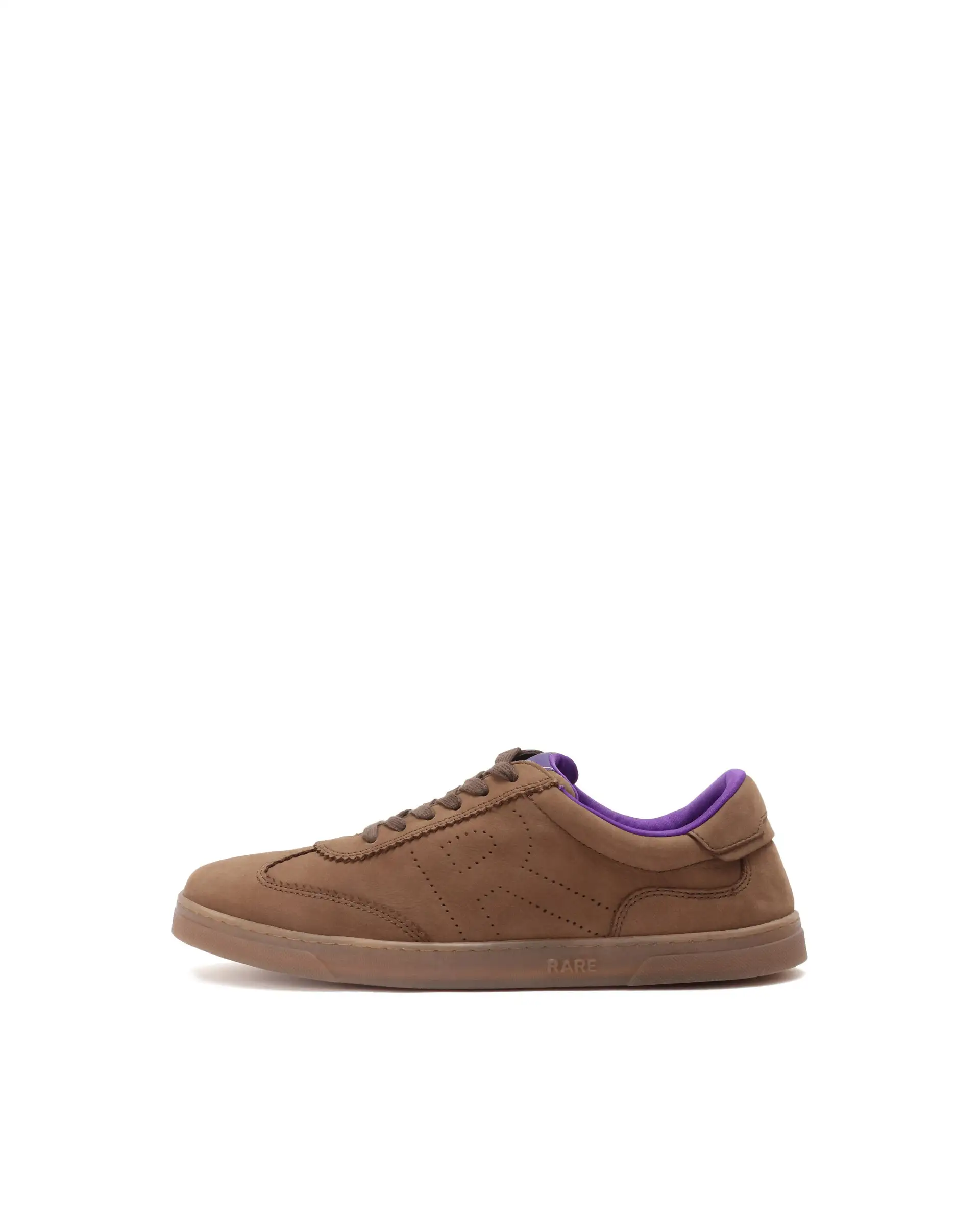 Rare Rabbit Mens Magellan Brown Premium Nubuck Lace Up Low Top Round Toe Sneaker Shoes