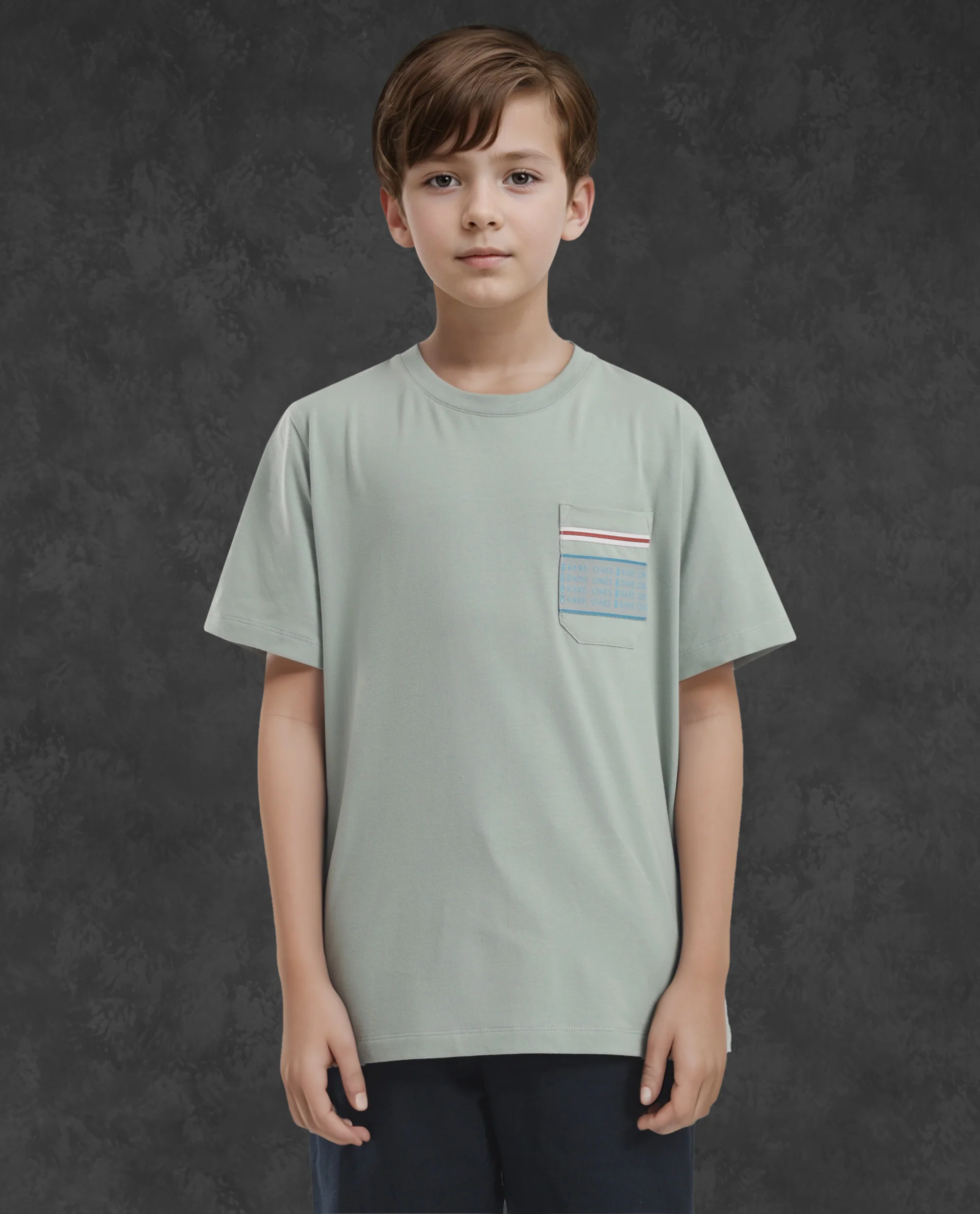 Rare Ones Kids Mitch Green Cotton Blend Half Sleeves Crew Neck Statement Print T-Shirt
