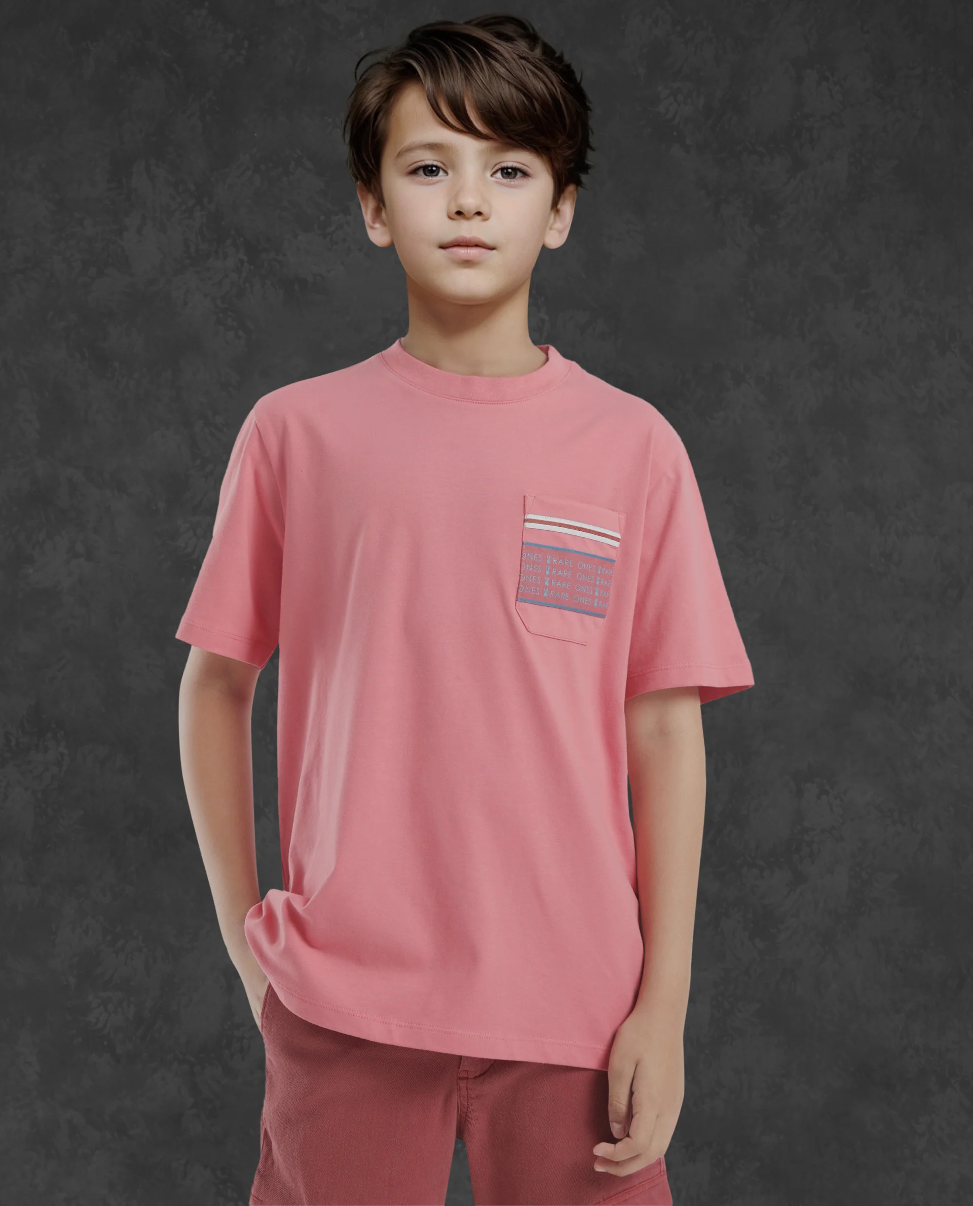 Rare Ones Kids Mitch Pink Cotton Blend Half Sleeves Crew Neck Statement Print T-Shirt