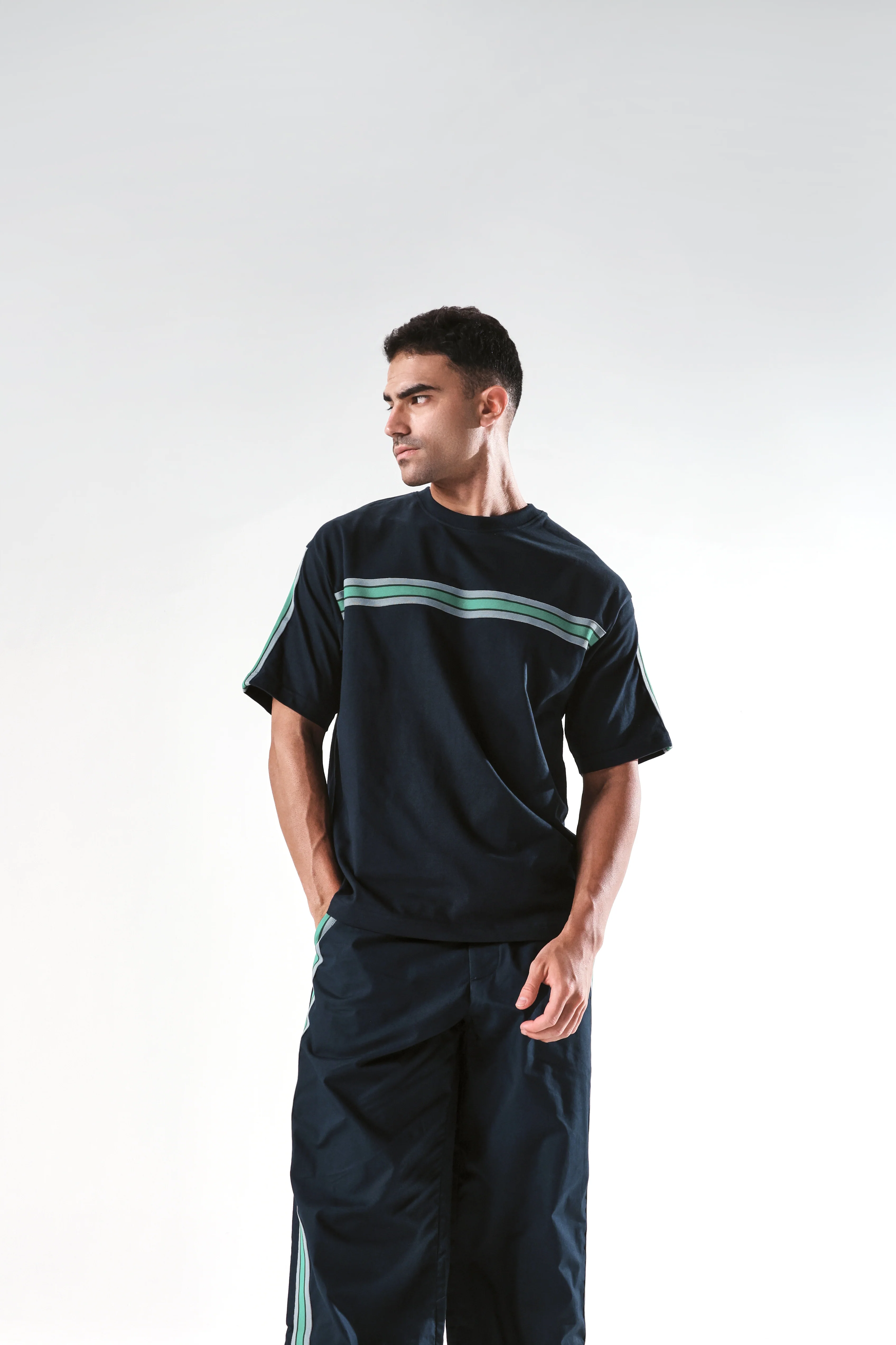 Rare Rabbit Men's Newnon-T Navy Cotton Boxy Fit Half Sleeve Crew Neck T-Shirt - Image 2