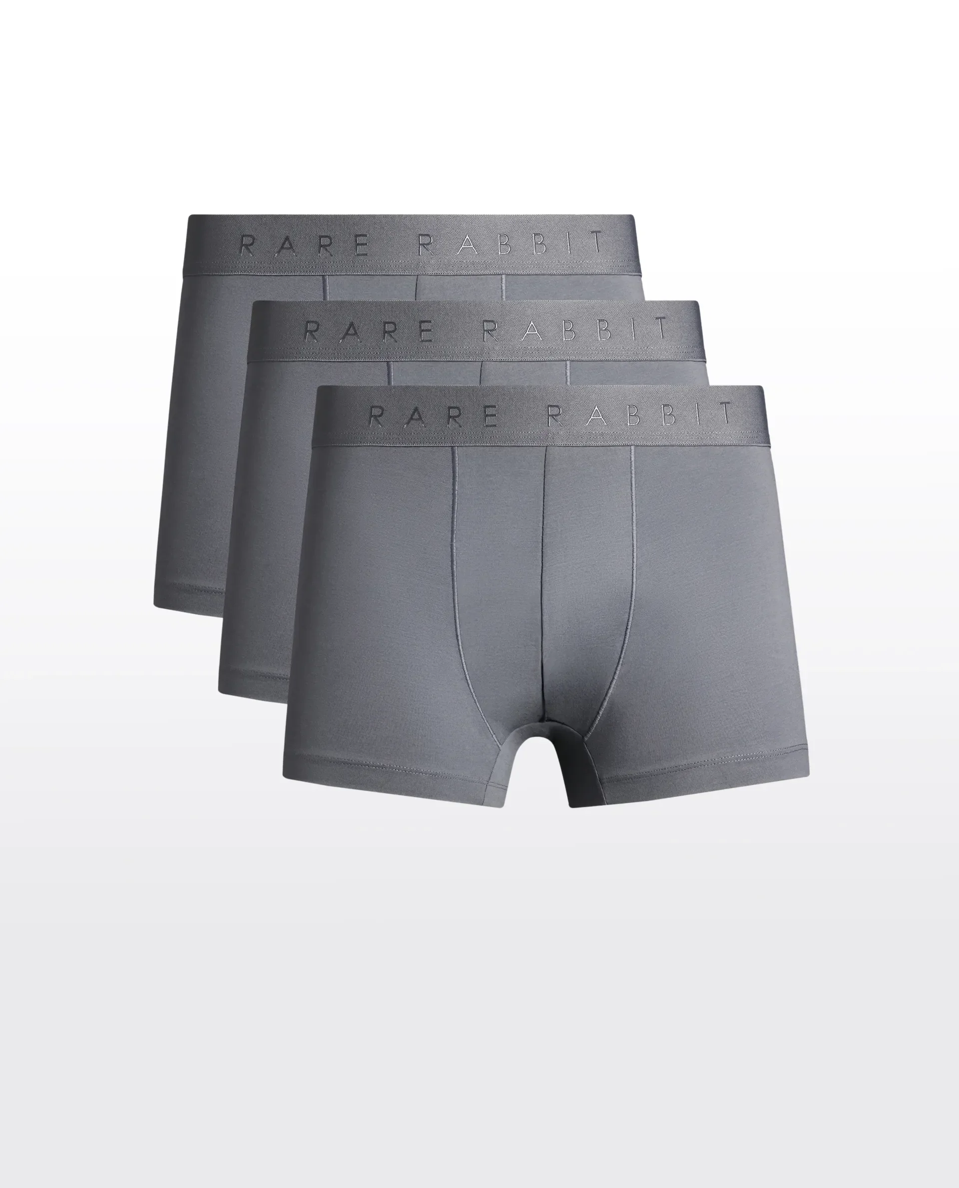 Rare Rabbit Men Now Grey Soft Cotton Stretch Trunks (Pack Of 3)