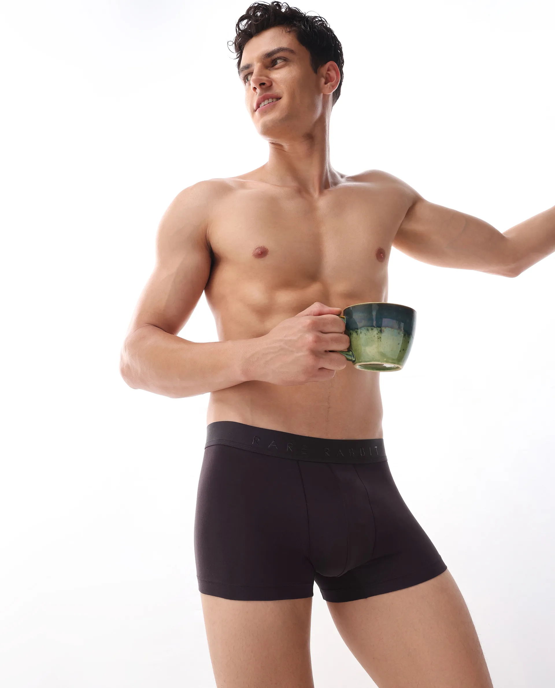 Rare Rabbit Men Now Olive/Prune/Teal Soft Cotton Stretch Trunks (Pack Of 3) - Image 4
