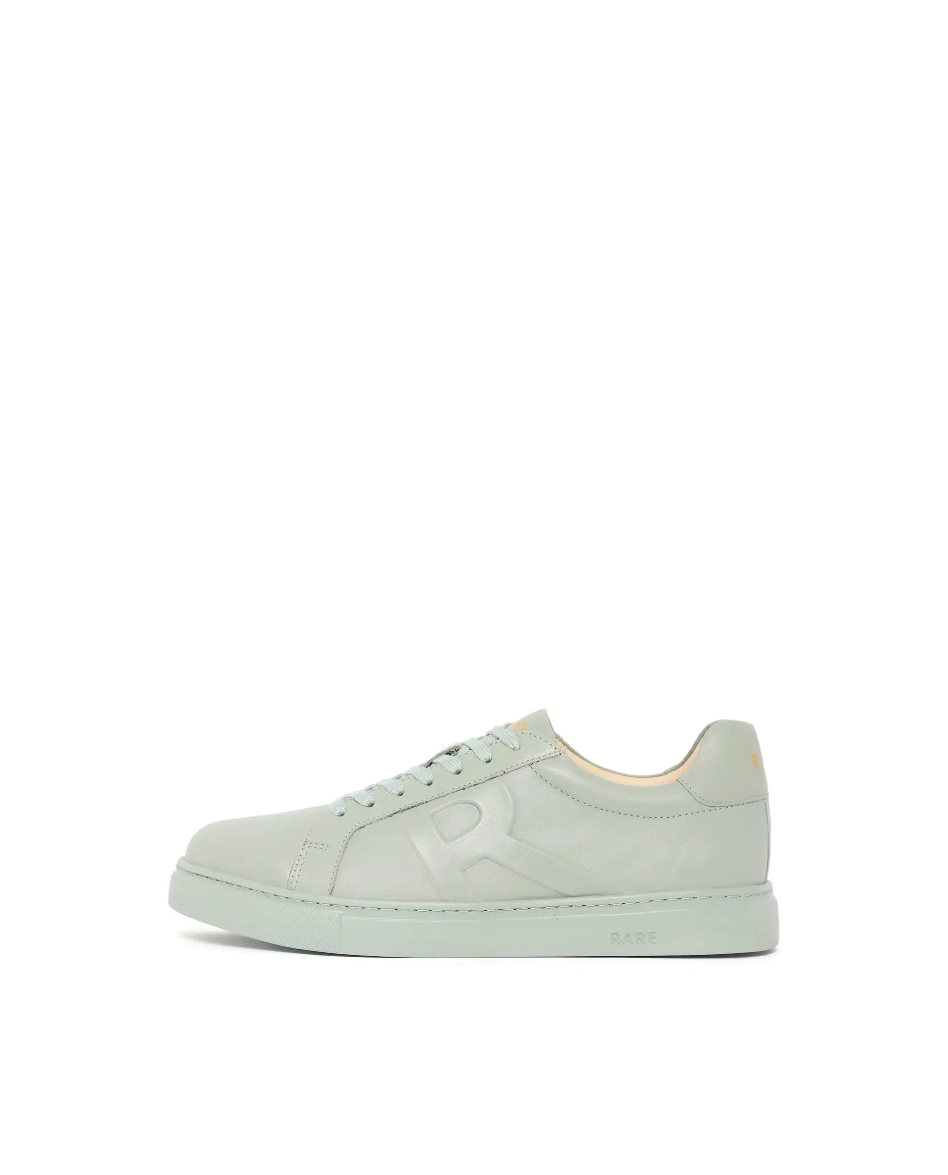 Rare Rabbit Men's Odessa Pastel Sage Genuine Leather Round Toe Low-Top Lace-Up Monochromatic Sneaker