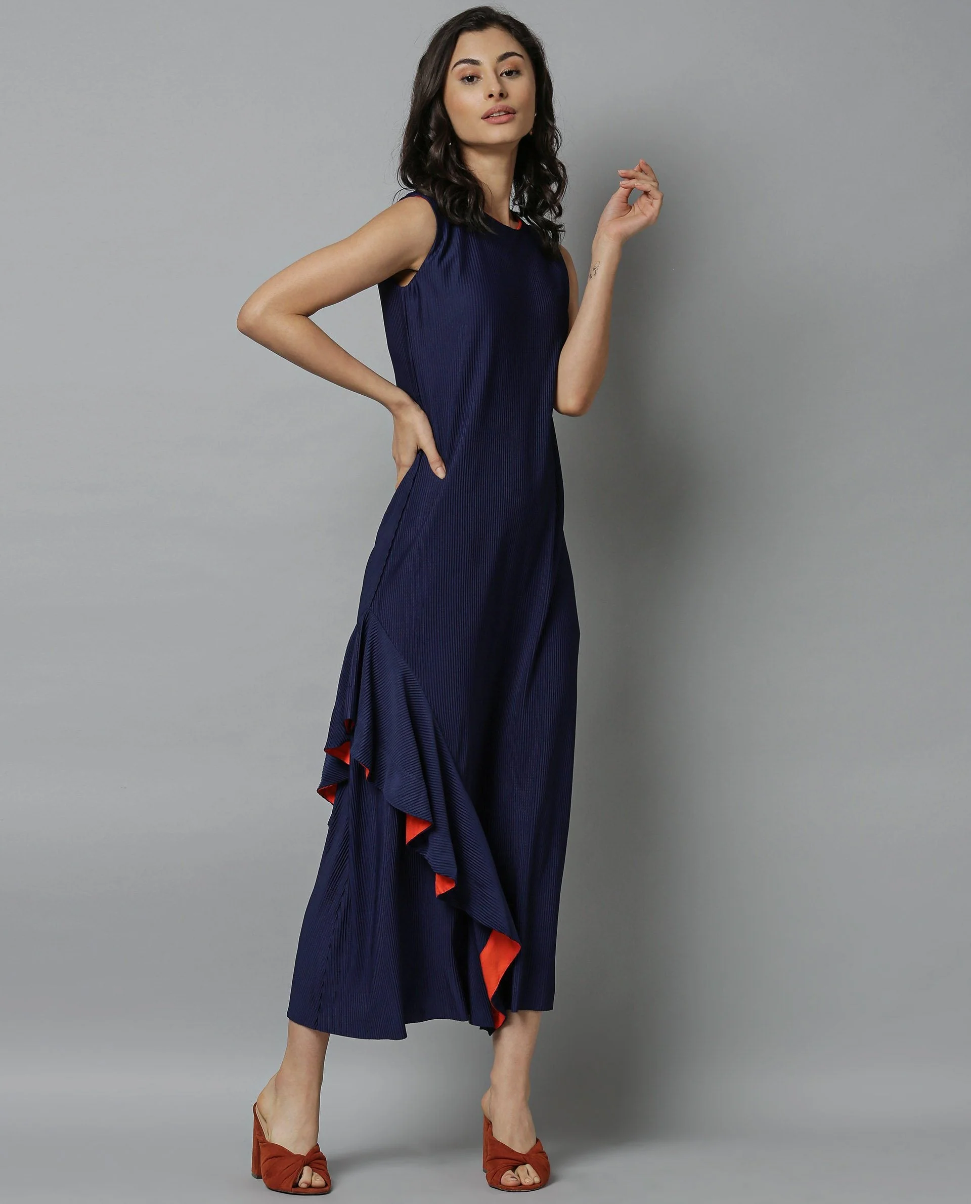 Rareism Women Oka Blue Dress Sleeveless