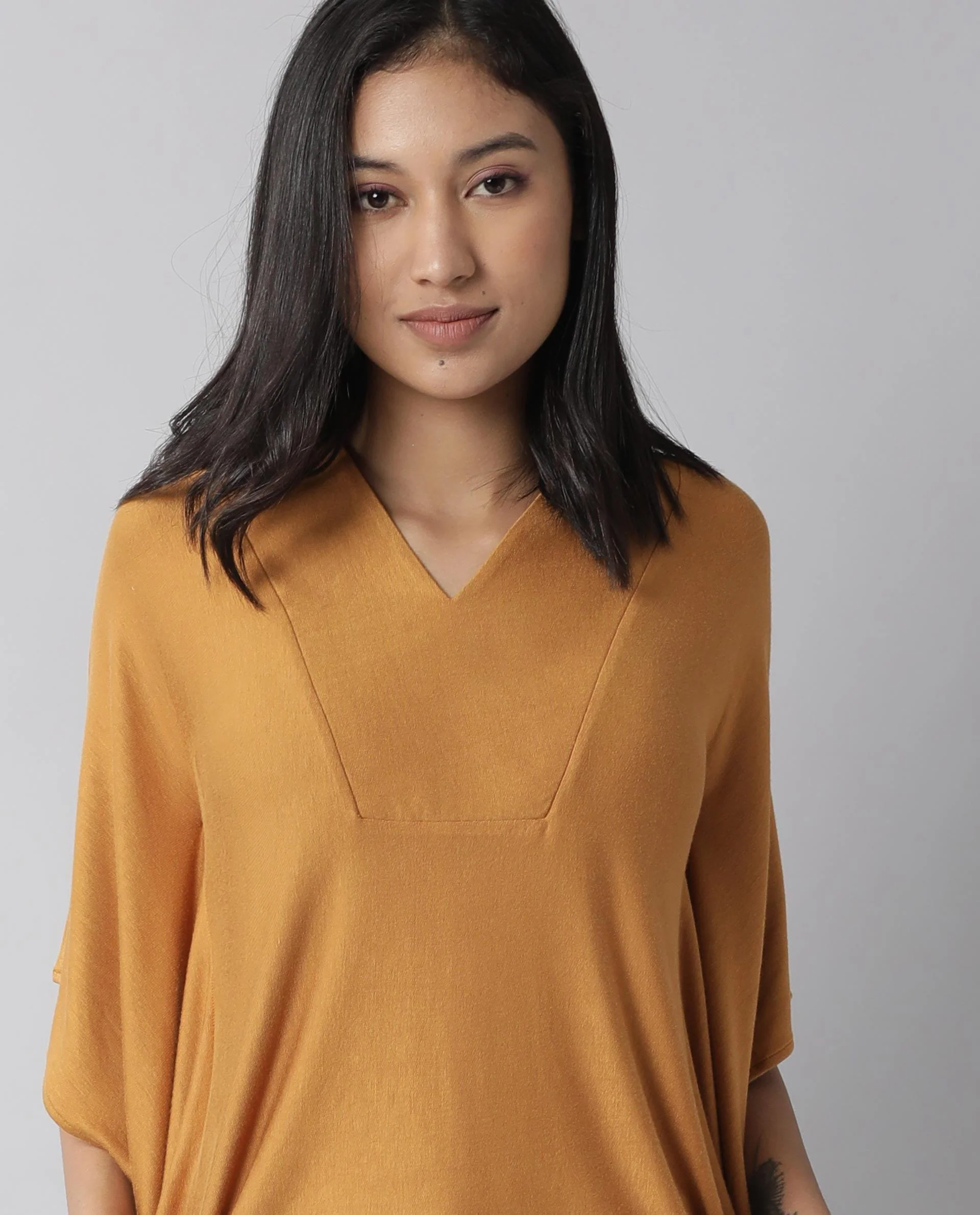 Rareism Women Pal Rust Top Full Sleeves Solid