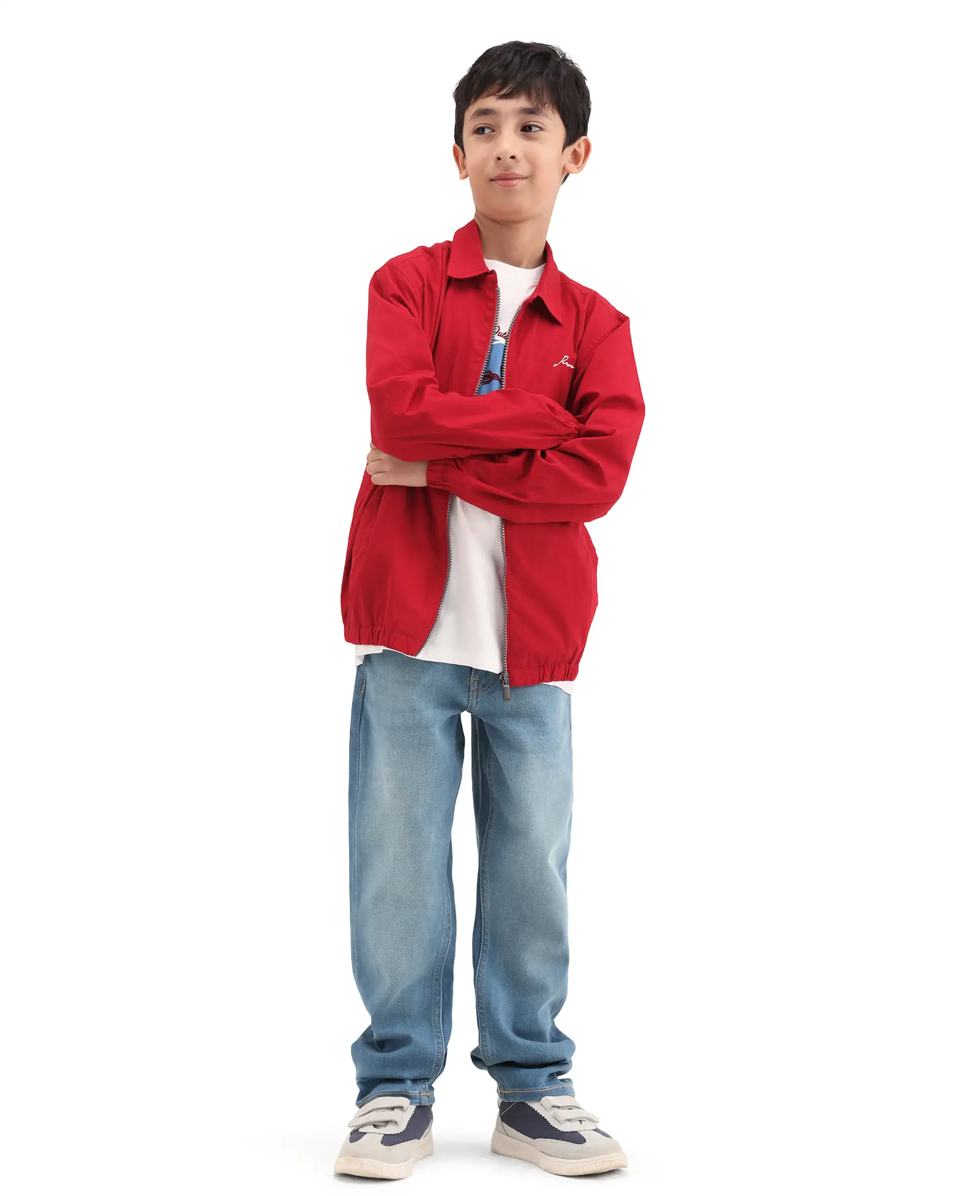 Rare Ones Kids Tom Blue Cotton Blend Fabric Zipper Closure Regular Fit Jeans