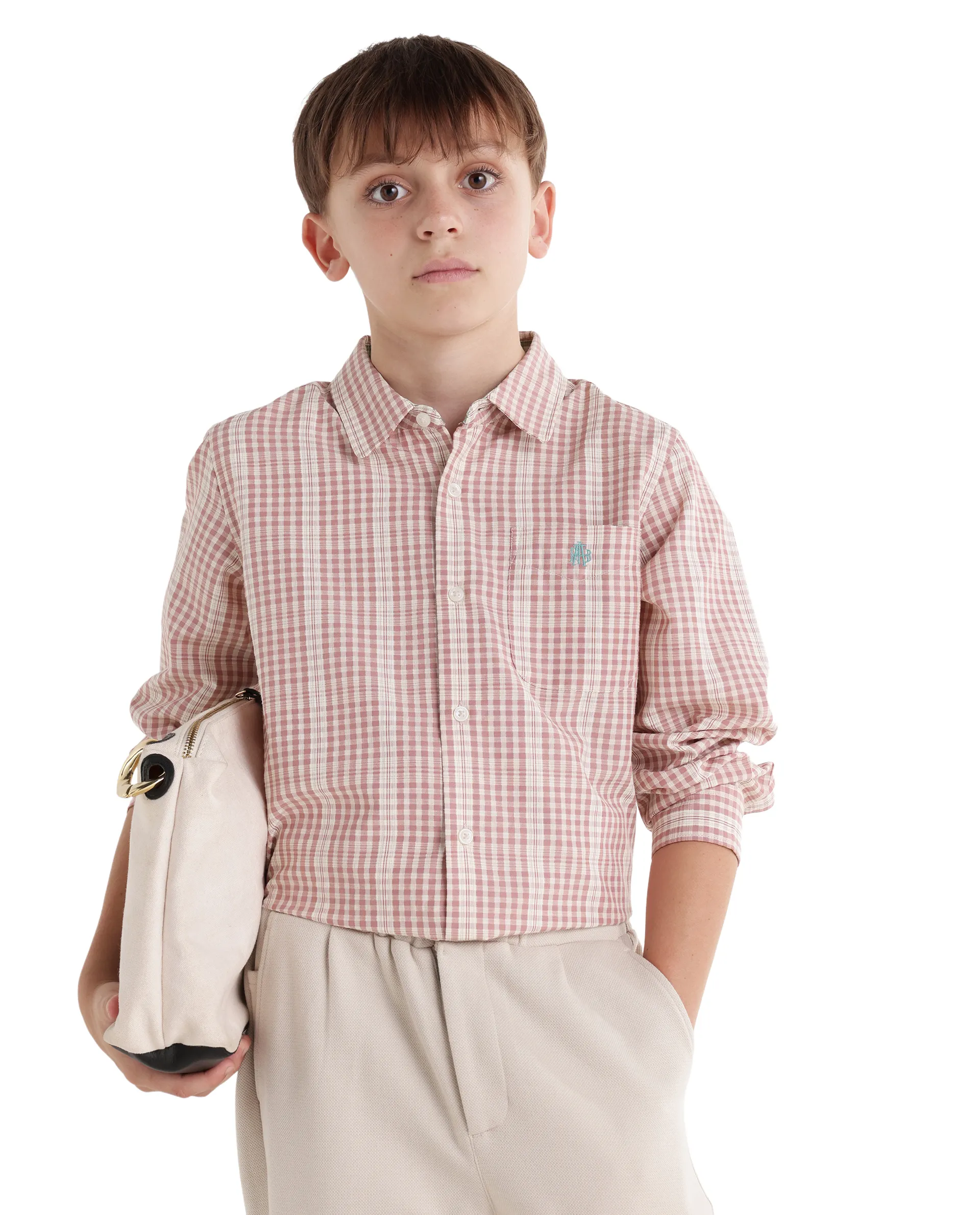 Rare Ones Kids Luton Dark Red Polyester Blend Fabric Button Closure Regular Fit Shirt