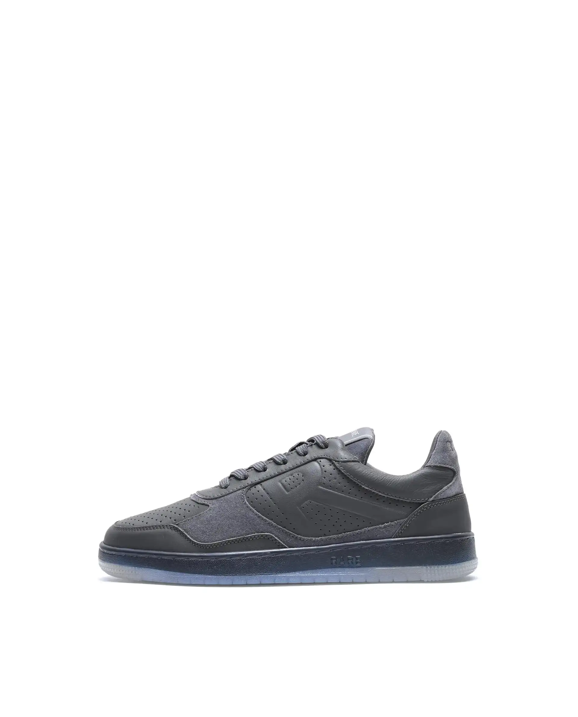 Rare Rabbit Men's Reven Dark Grey Lace-Up Closure Leather Sneaker