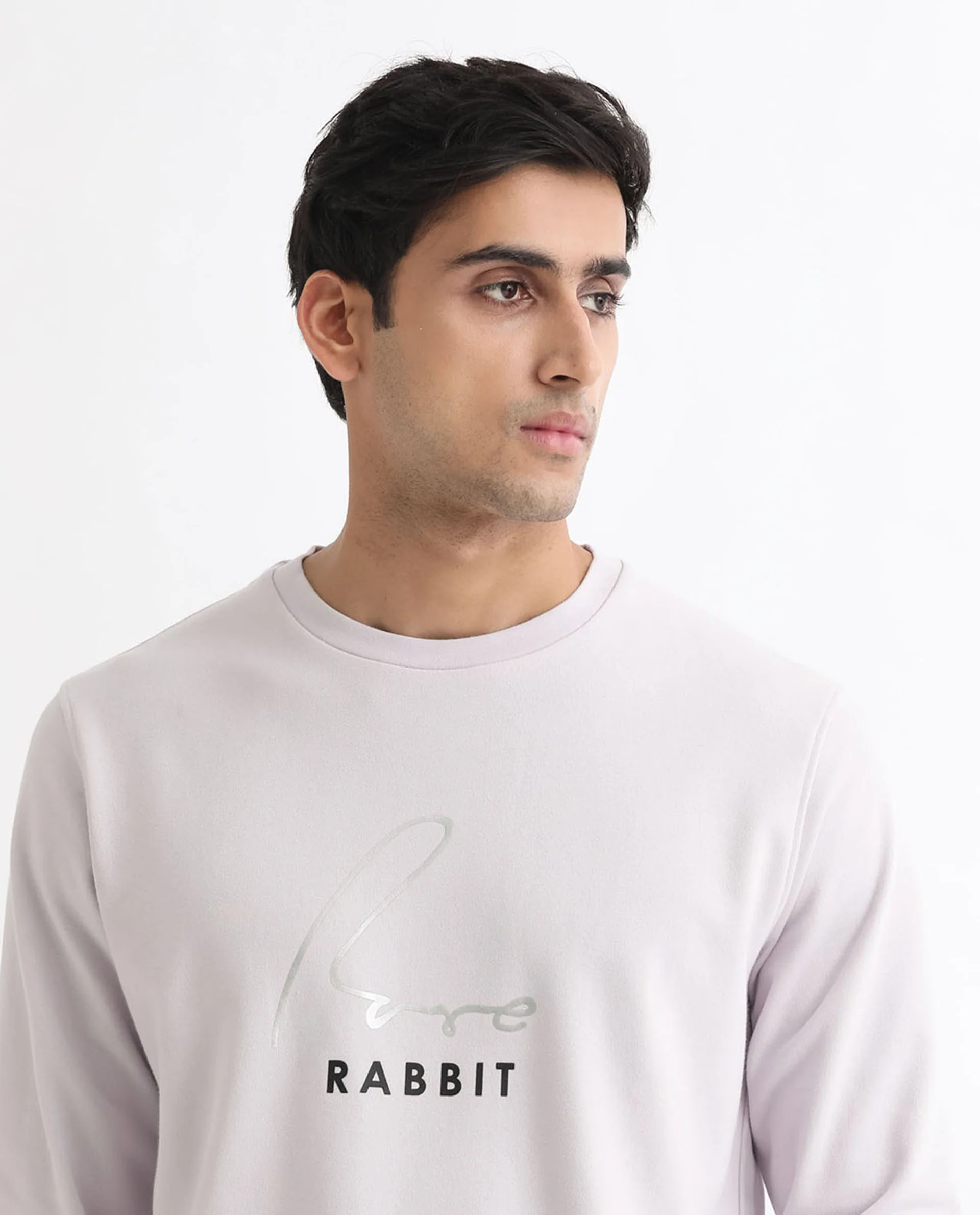 Rare Rabbit Men's Rowann Purple Cotton Graphic Print Relaxed Fit Full Sleeve Crew Neck Sweatshirt