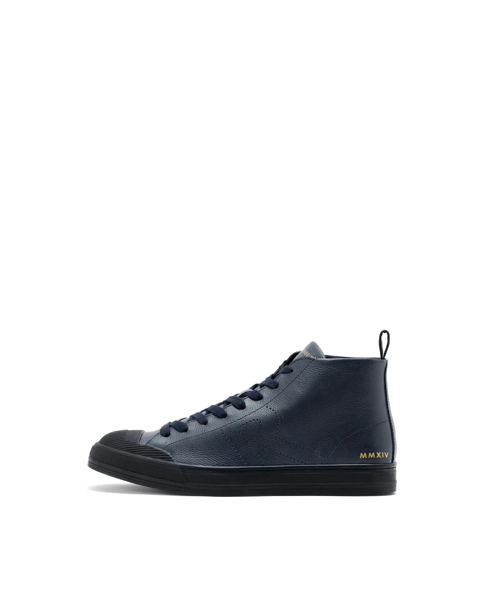 Rare Rabbit Mens Sauron Hi Pro Navy Premium Milled Leather Lace Up High Top Round Toe Sneaker Shoes - Image 8