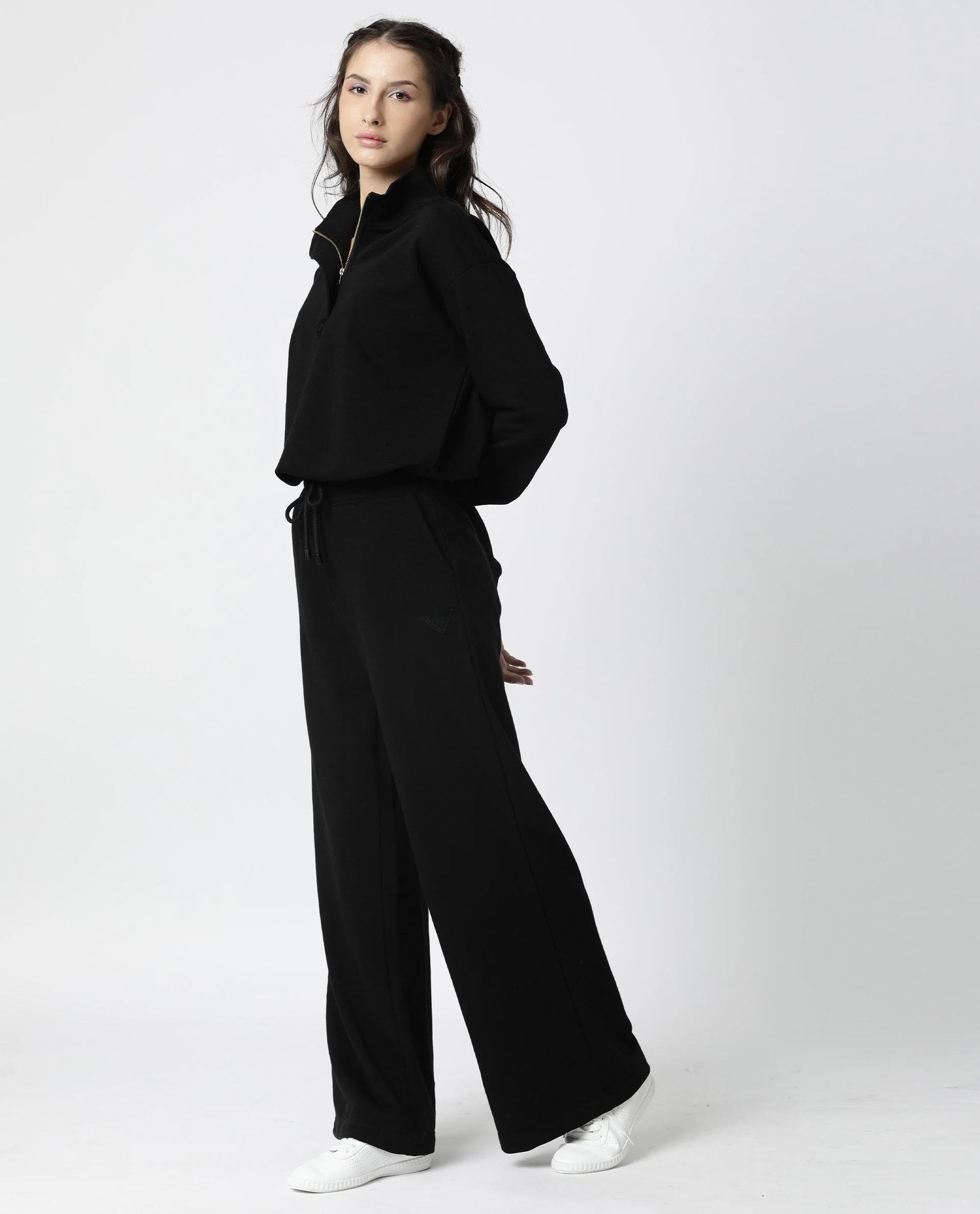 Rareism Women's Taffy Black High Neck Plain Relaxed Fit Sweatshirt - Image 8