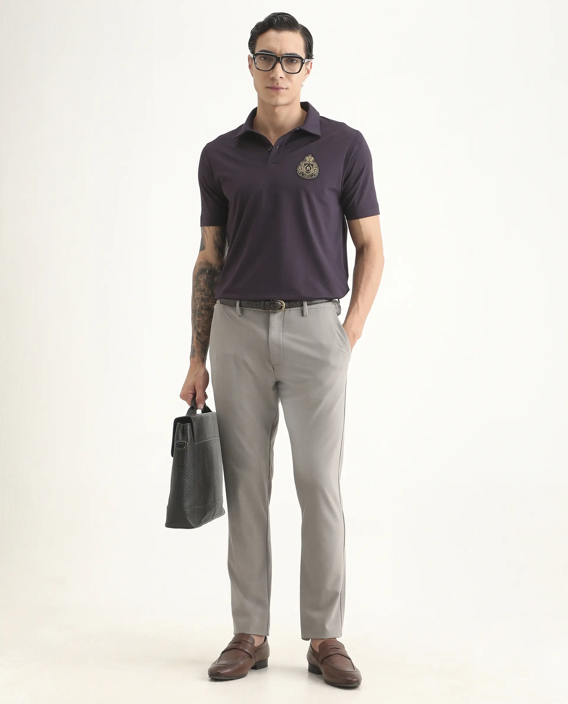 Rare Rabbit Men's Travel-Ss26 Beige Polyester Fabric Button And Zip Closure Closure Plain Trouser