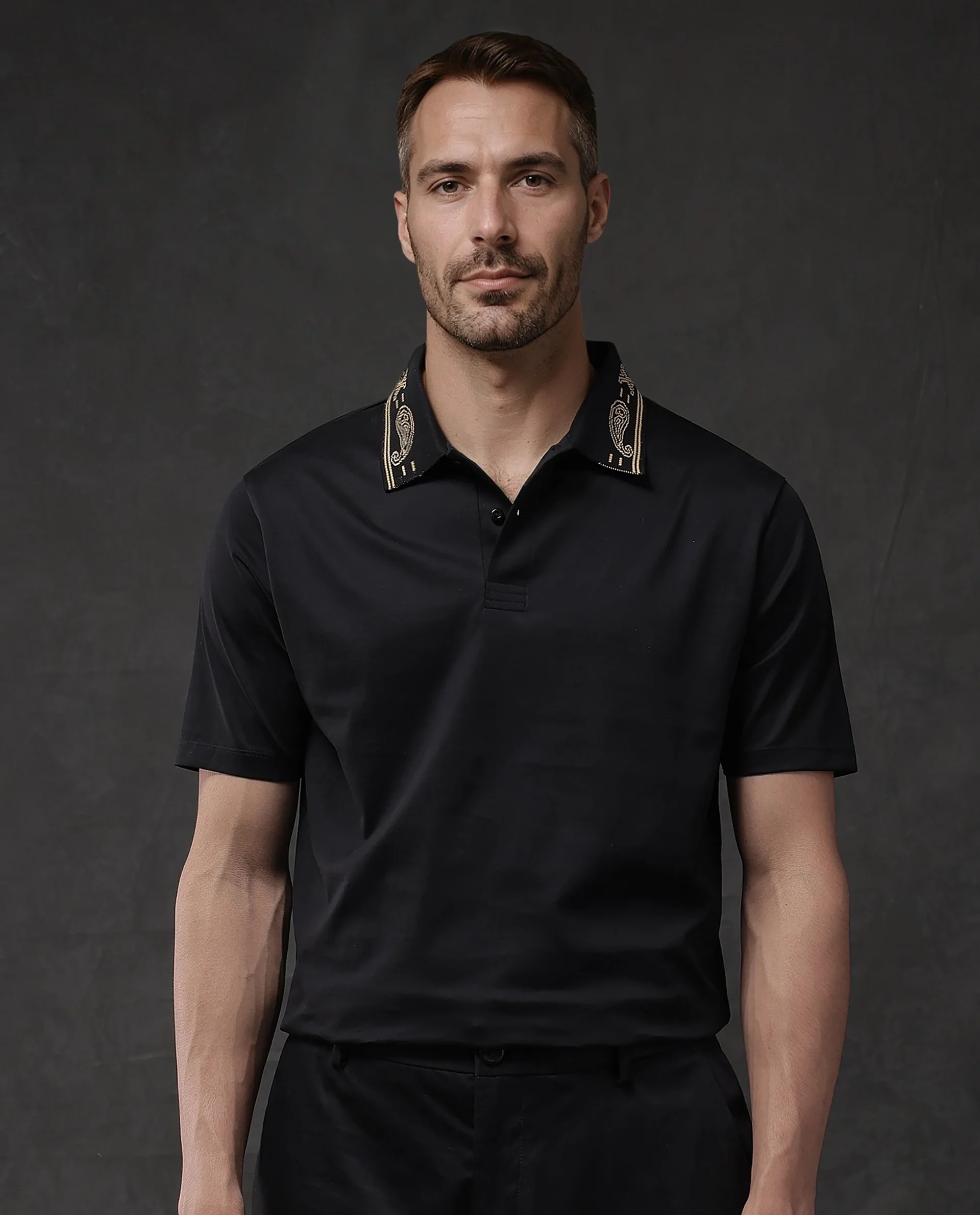 Rare Rabbit Men's Plain Regular Fit Half Sleeve Polo