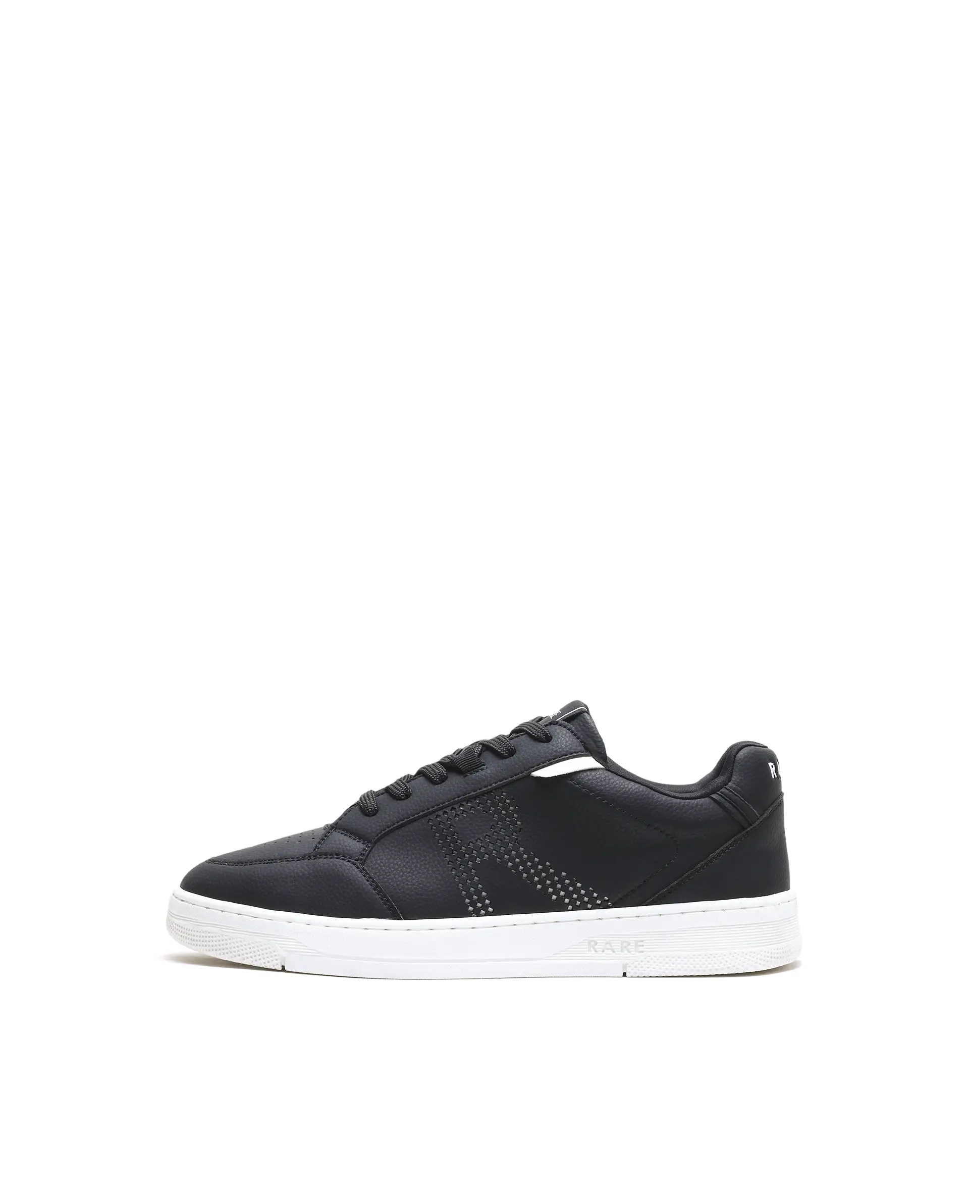 Rarez Men's Vorto Black Micro Leather Sneaker